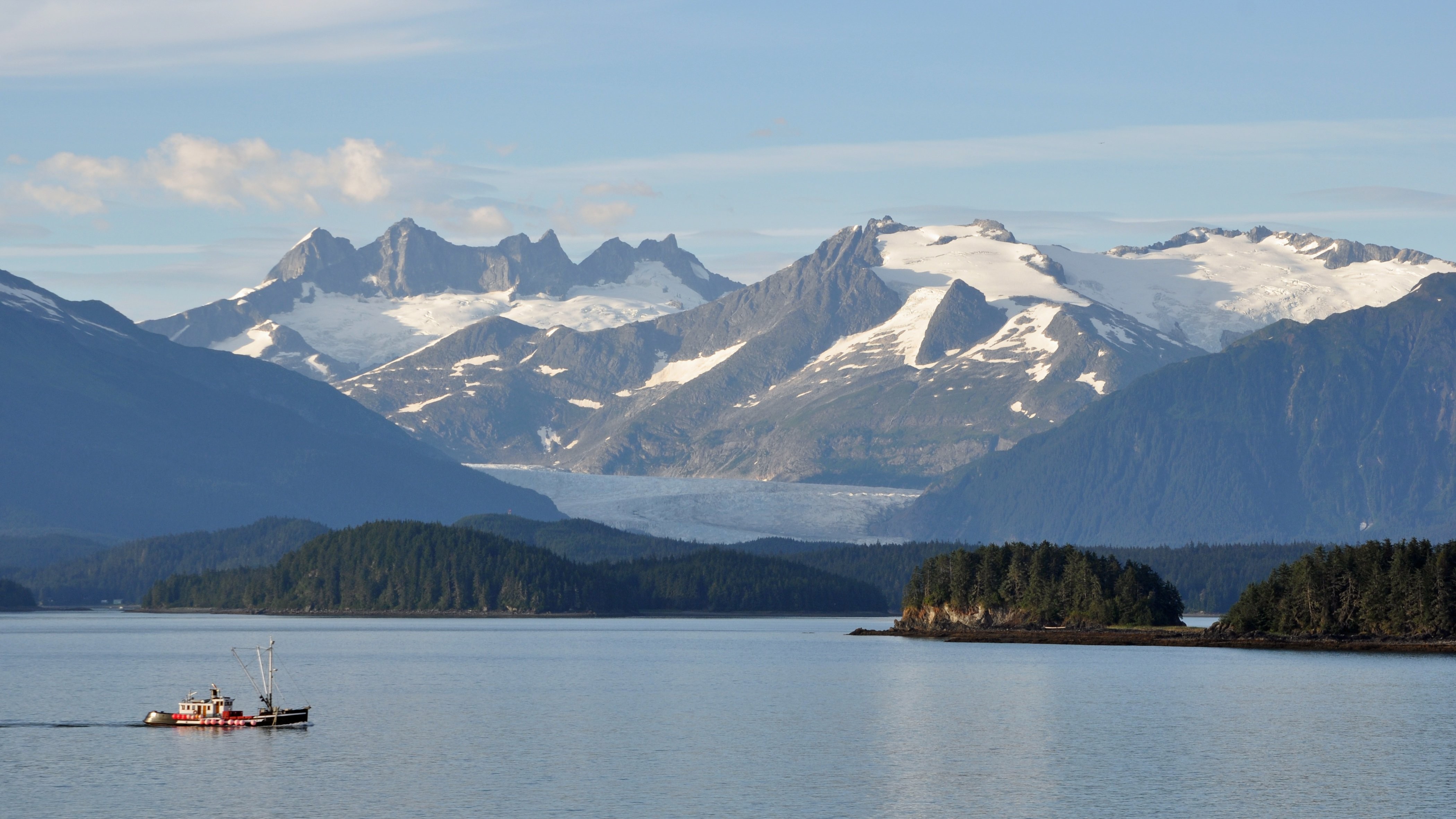 General 4200x2363 glacier Alaska mountains landscape nordic landscapes snow boat vehicle outdoors