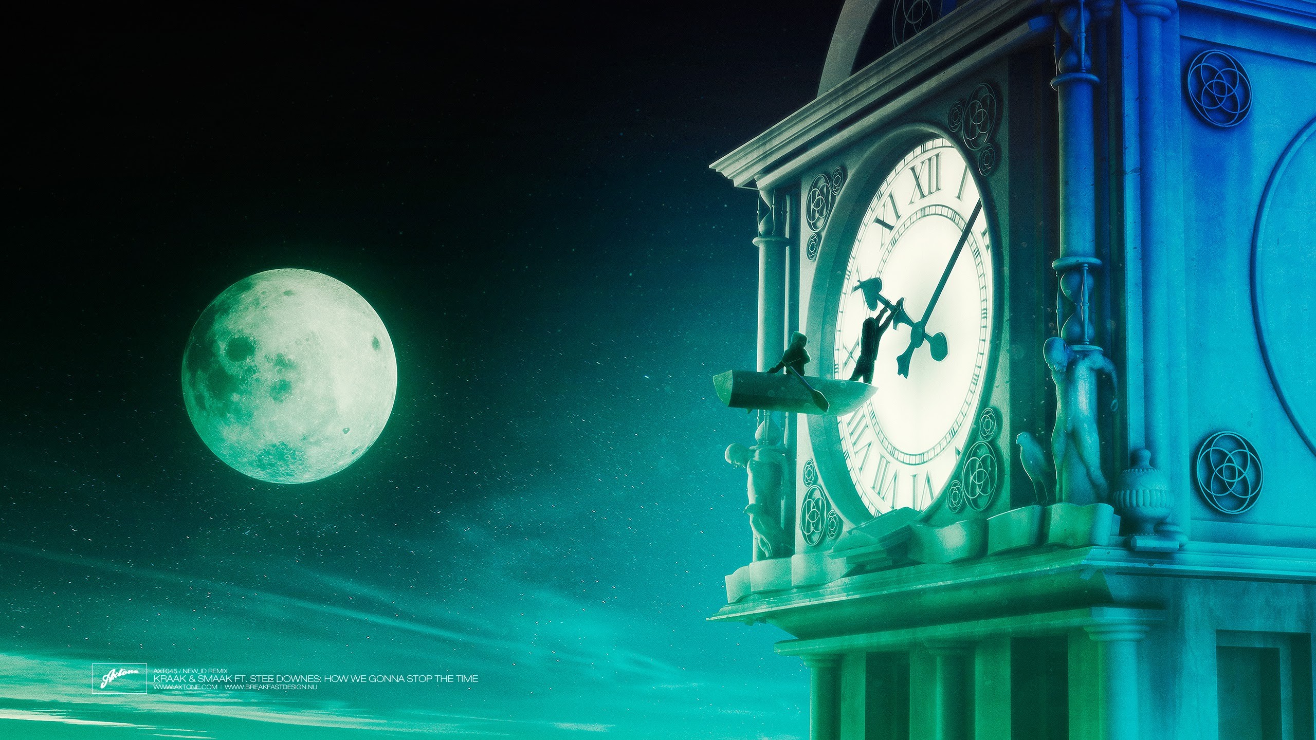 General 2560x1440 Axtone album covers clocks Moon fantasy art Jinx (League of Legends)