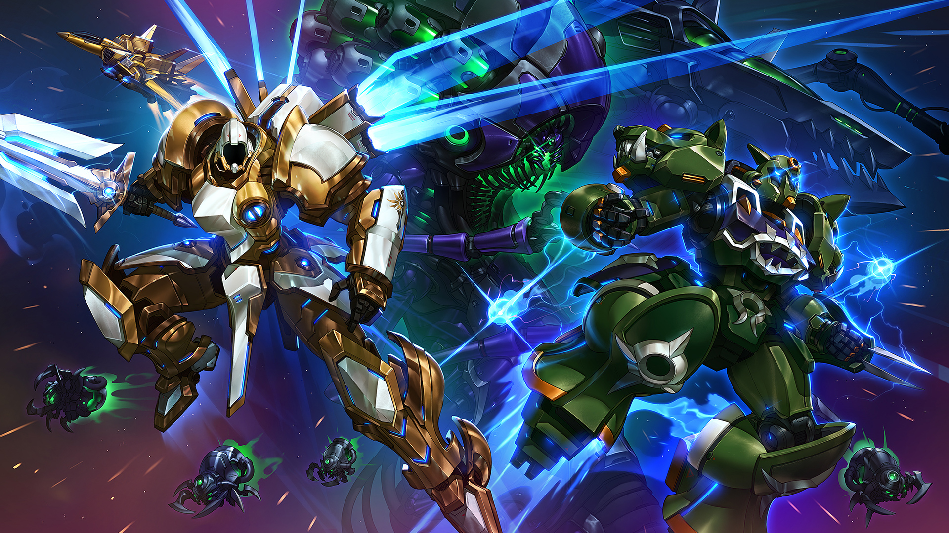 General 1920x1080 digital art artwork video games Heroes of the Storm StarCraft Tyrael Gundam crossover