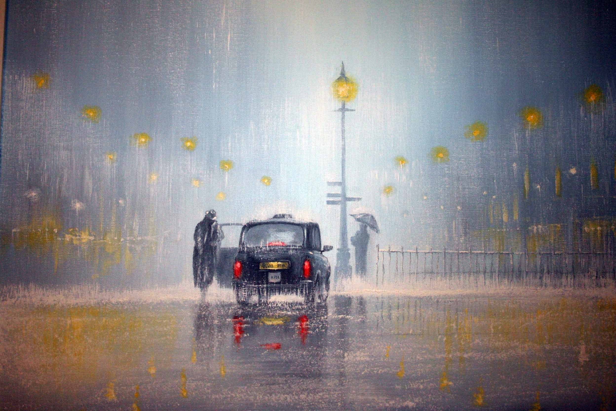 General 2496x1664 car rain taxi England painting