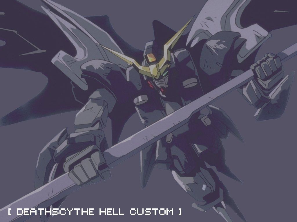 Anime 1024x768 anime Mobile Suit Gundam Wing simple background Gundam Deathscythe Hell Super Robot Taisen Gundam