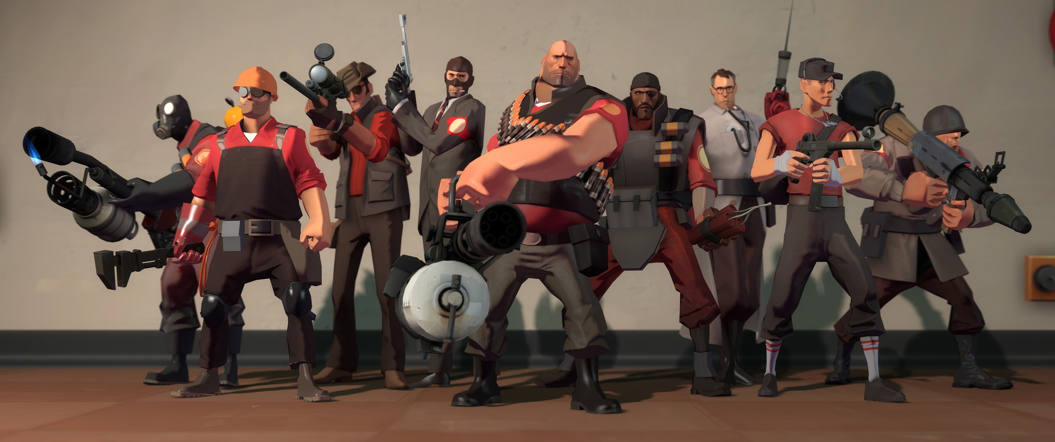 General 3440x1440 Team Fortress 2 video games Pyro (TF2) Engineer (TF2) Sniper (TF2) Spy (character) Heavy (TF2) Demoman Medic (TF2) Scout (TF2) Soldier (TF2) PC gaming video game art