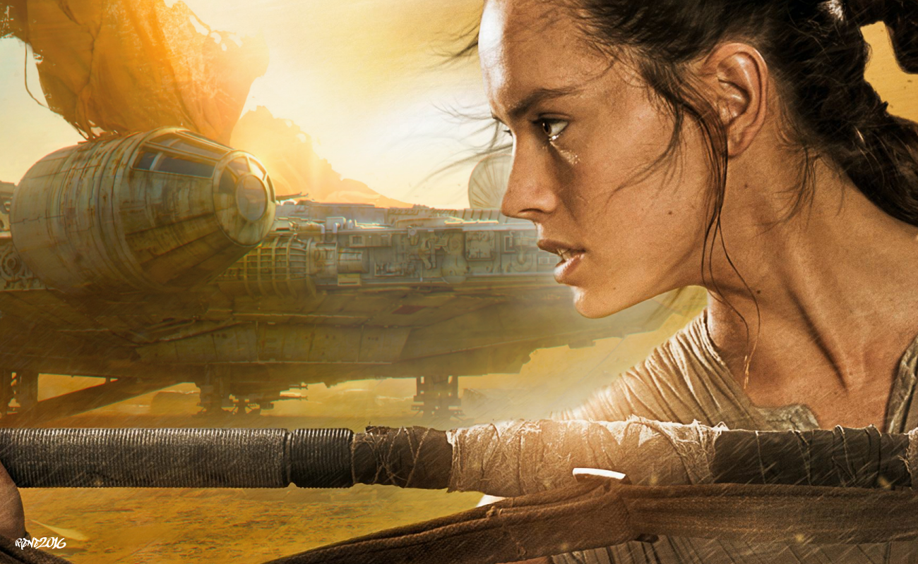 People 1300x800 Star Wars: The Force Awakens Daisy Ridley Millennium Falcon Star Wars Heroes Rey (Star Wars) vehicle science fiction spaceship DeviantArt women actress movie characters British women