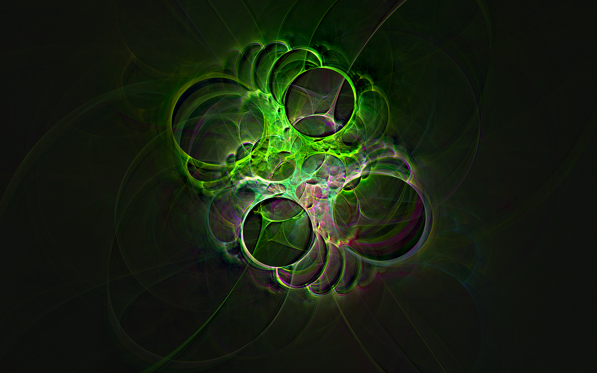 General 1920x1200 abstract fractal digital art green colorful dark artwork lines shapes