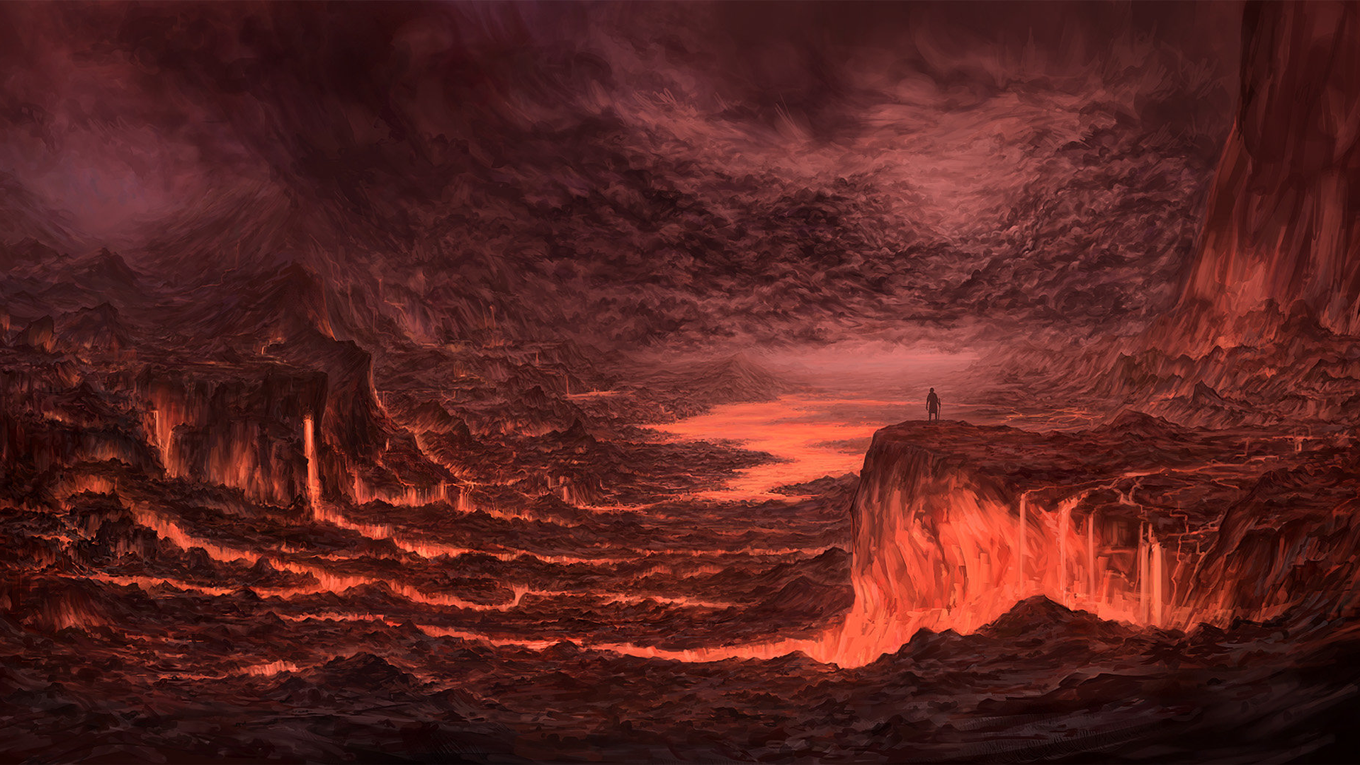 General 1920x1080 artwork lava fantasy art volcano red