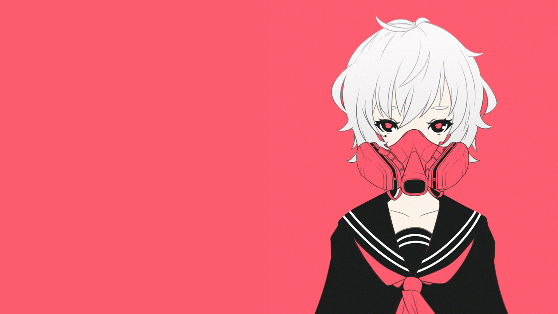 Anime 1920x1080 gas masks pink white hair school uniform anime anime girls