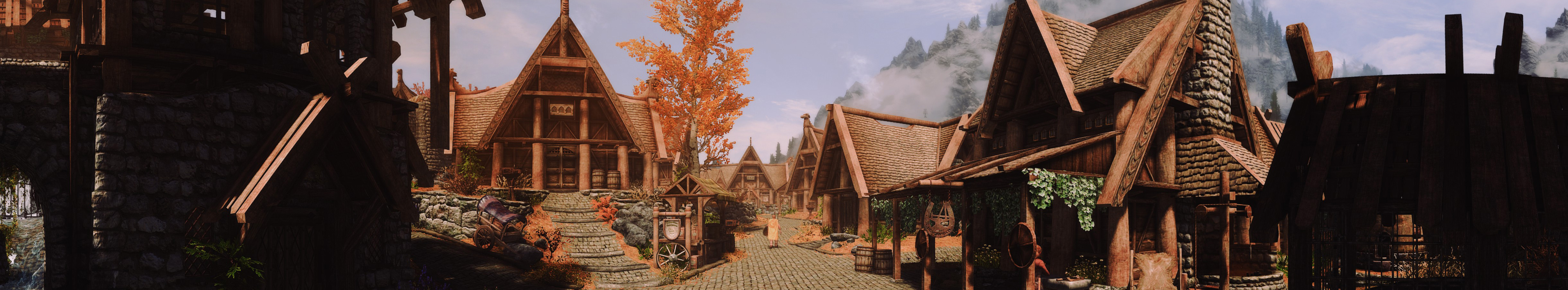 General 4881x904 The Elder Scrolls V: Skyrim graphics card screen shot RPG video games Whiterun fantasy town fantasy city PC gaming
