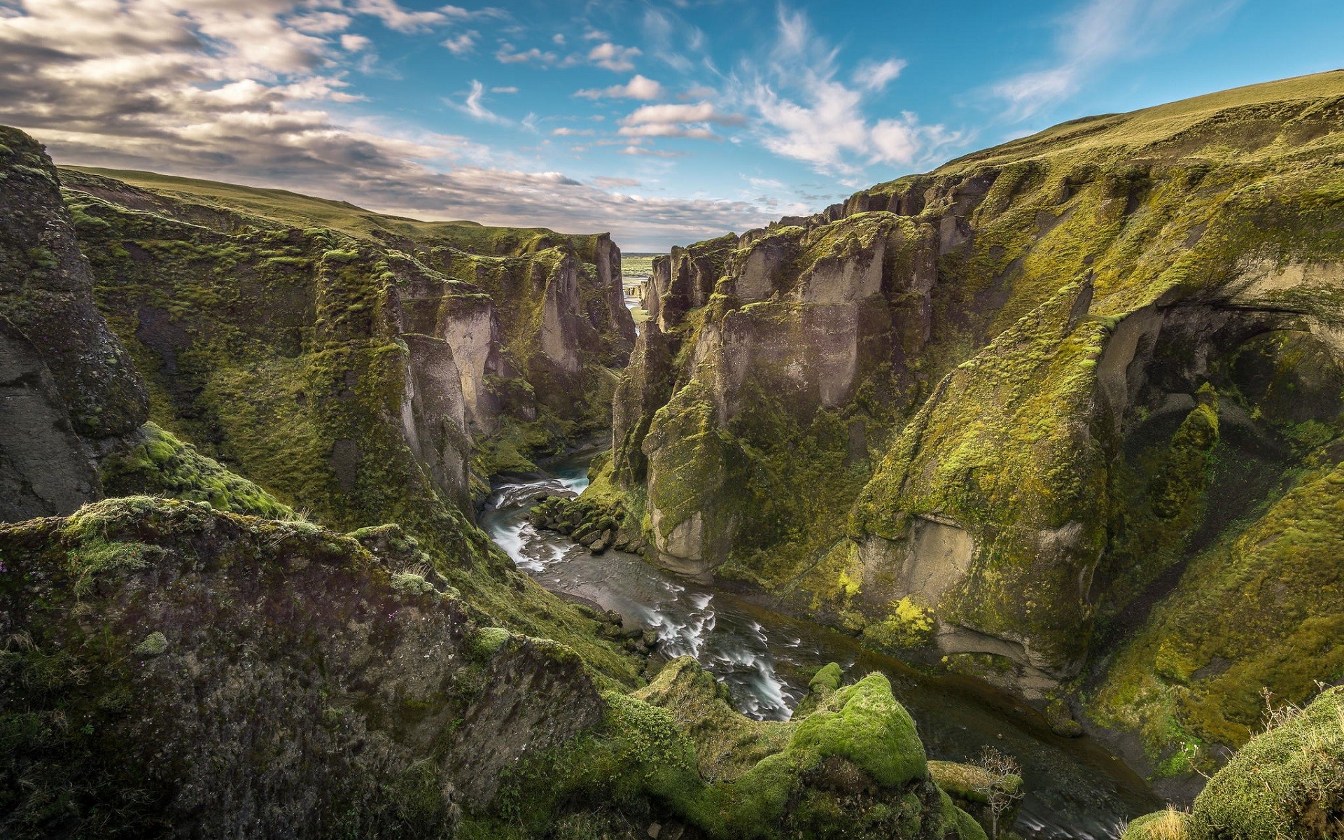 General 1920x1200 nature river clouds nordic landscapes landscape rock formation rocks Iceland Fjadrargljufur