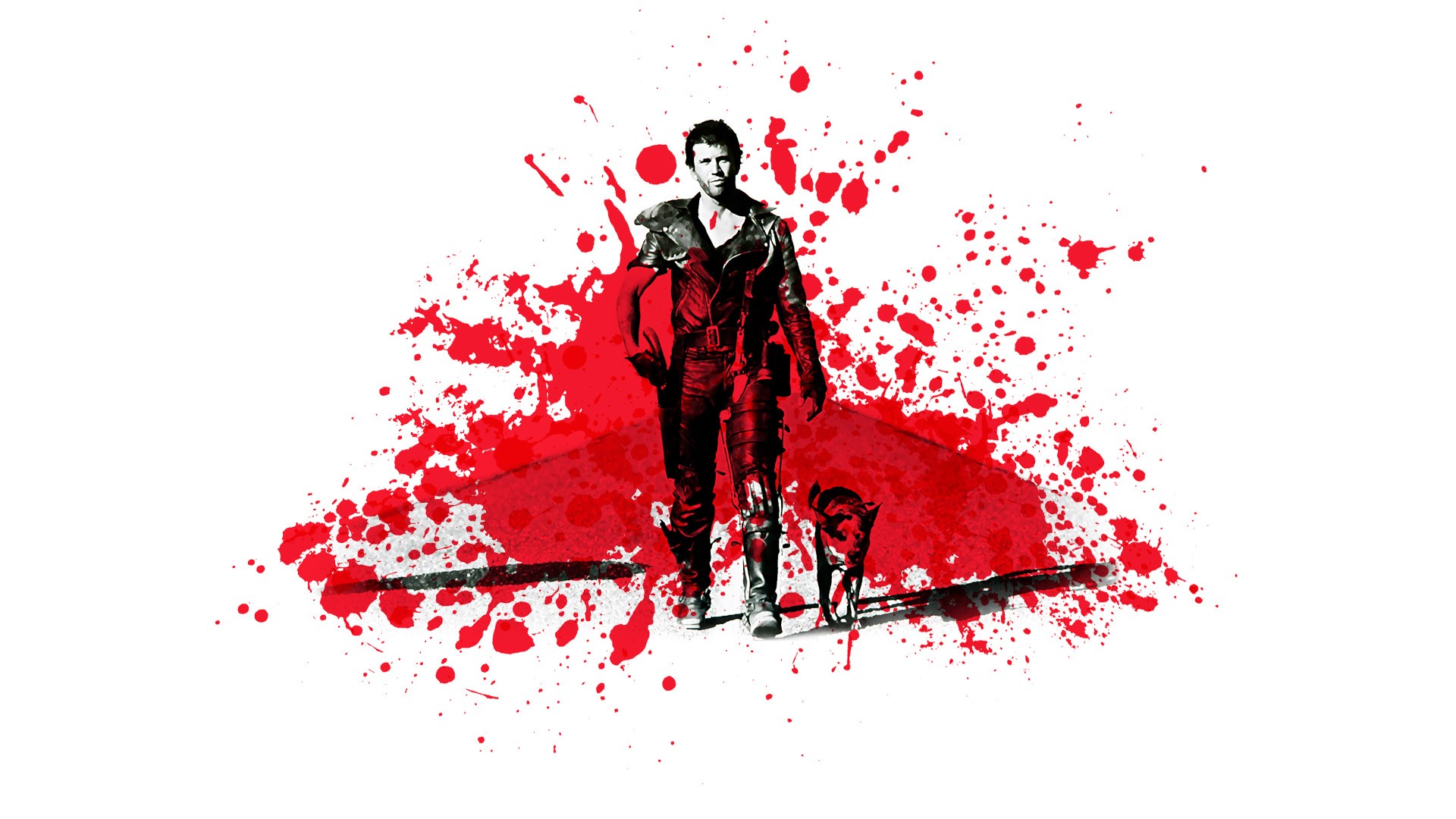 General 1920x1080 artwork Mel Gibson movies Mad Max blood white background dog red actor men