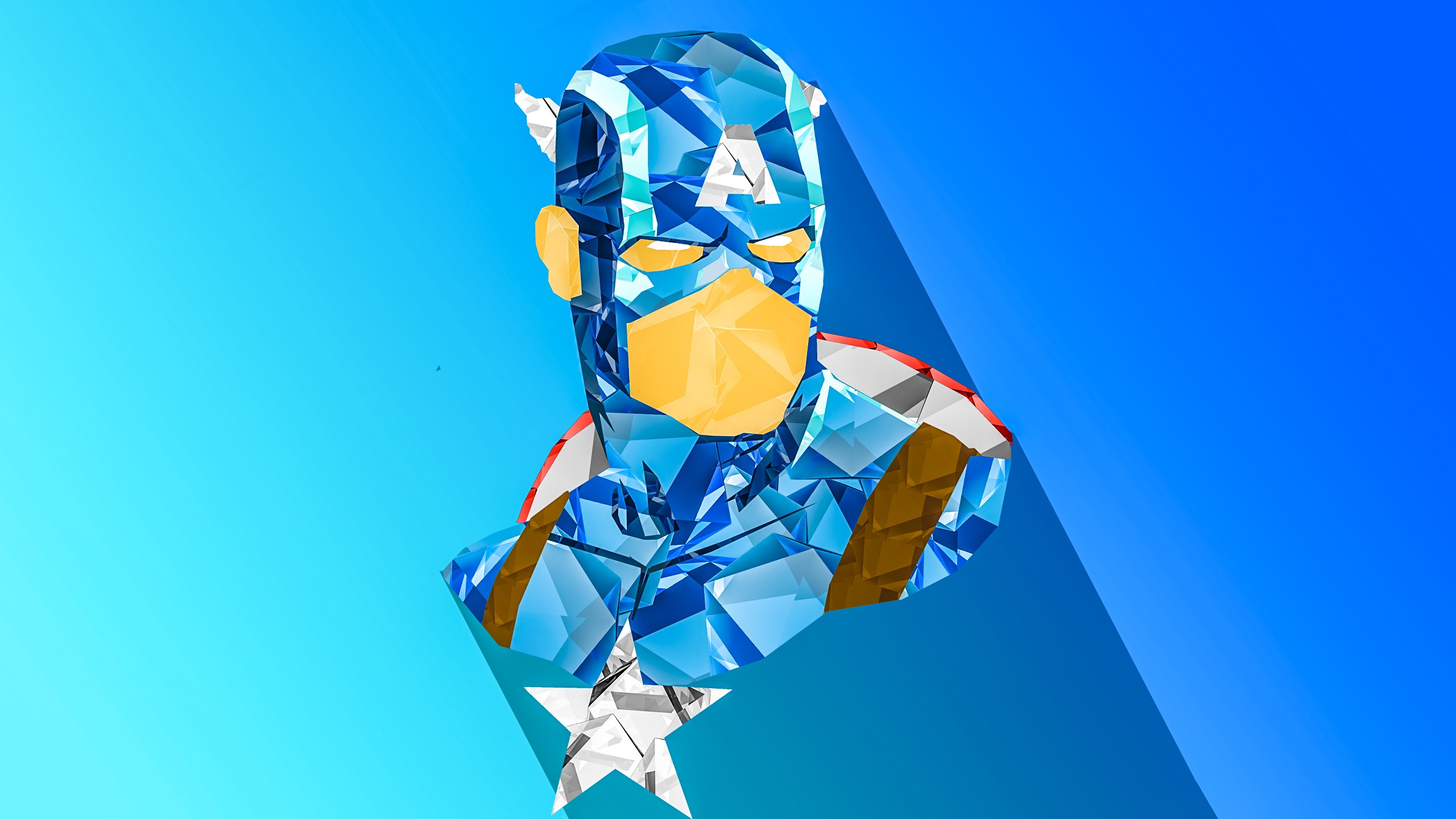 General 2560x1440 Captain America digital art low poly cyan blue abstract gradient simple background The Avengers