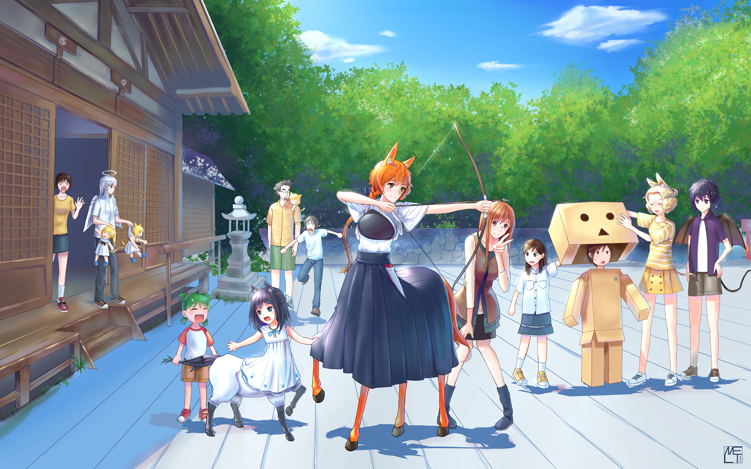 Anime 2580x1613 Centaur no Nayami anime girls anime anime boys archer bow