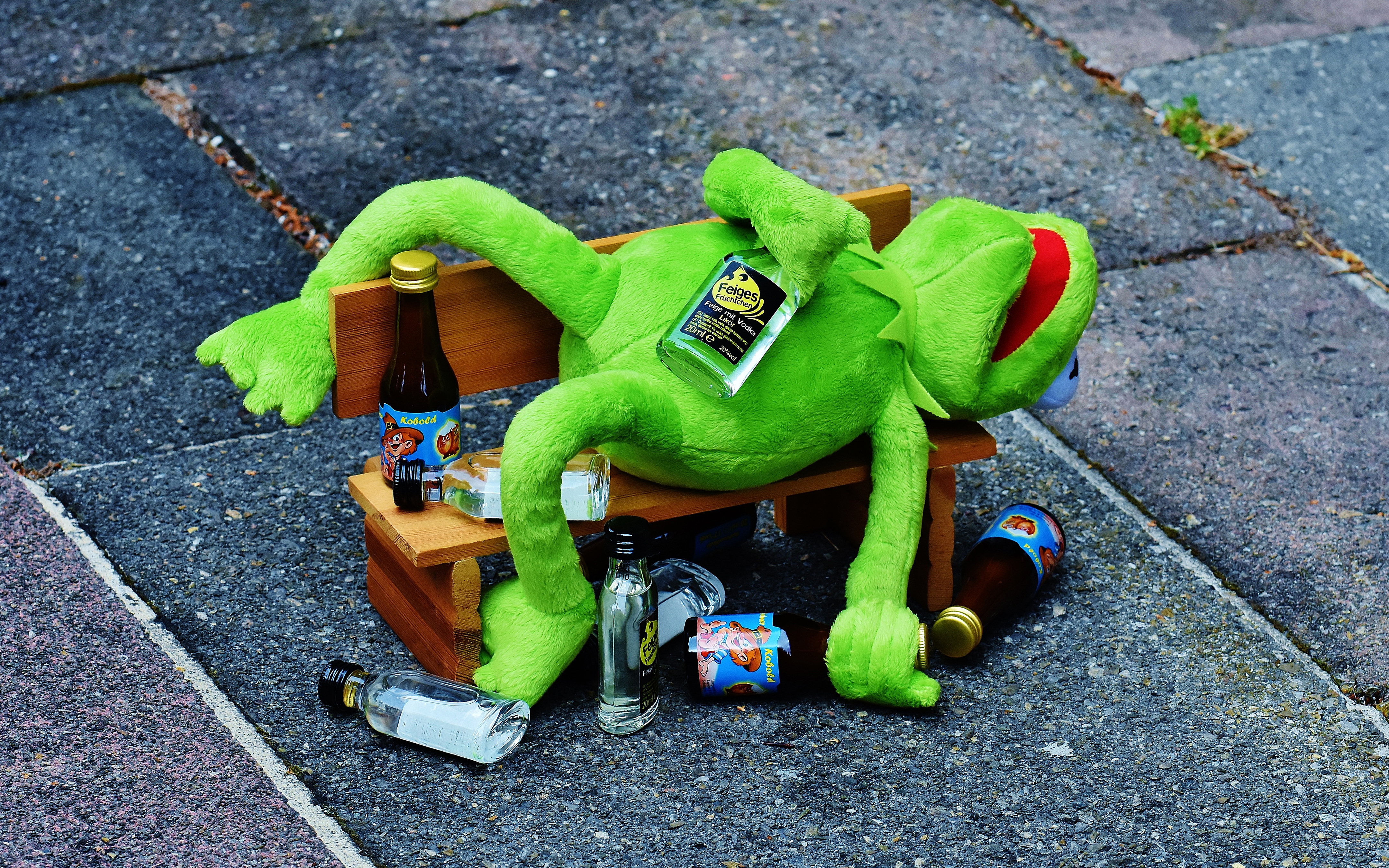 General 4320x2700 Kermit the Frog The Muppets drunk vodka humor drinking problems closeup