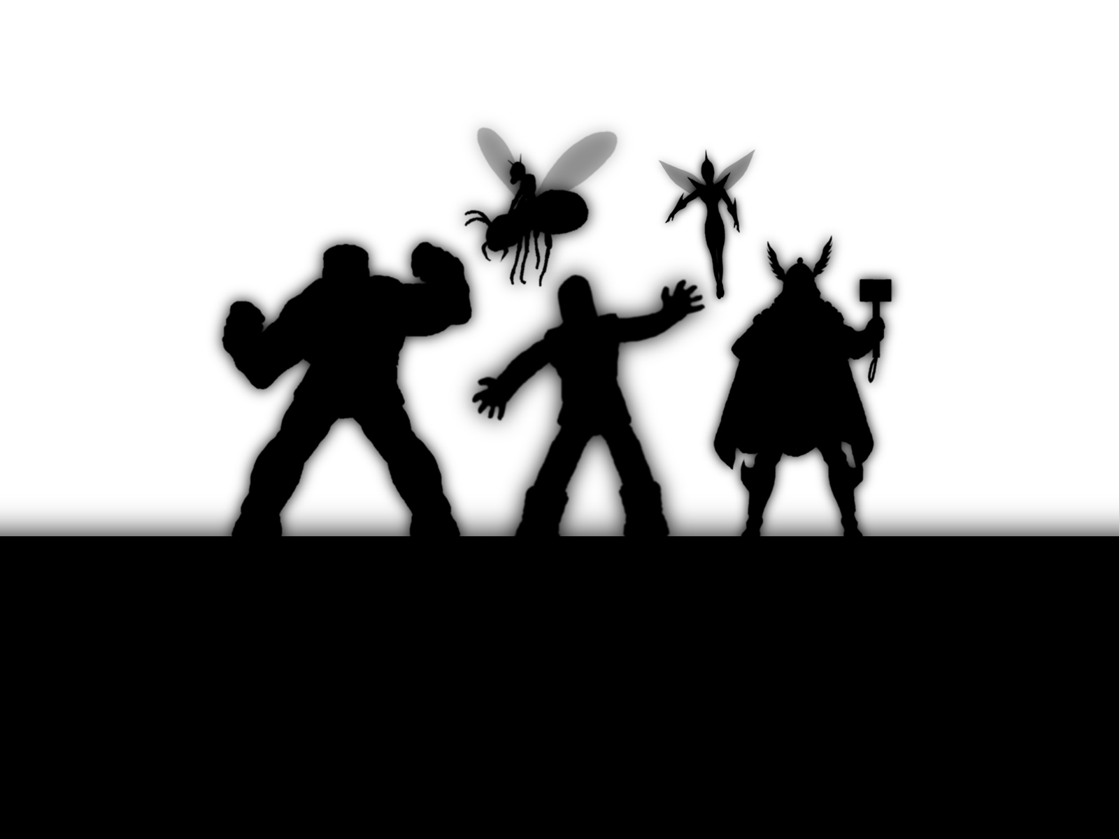 General 1600x1200 The Avengers silhouette monochrome Hulk Thor Ant-Man The Wasp simple background
