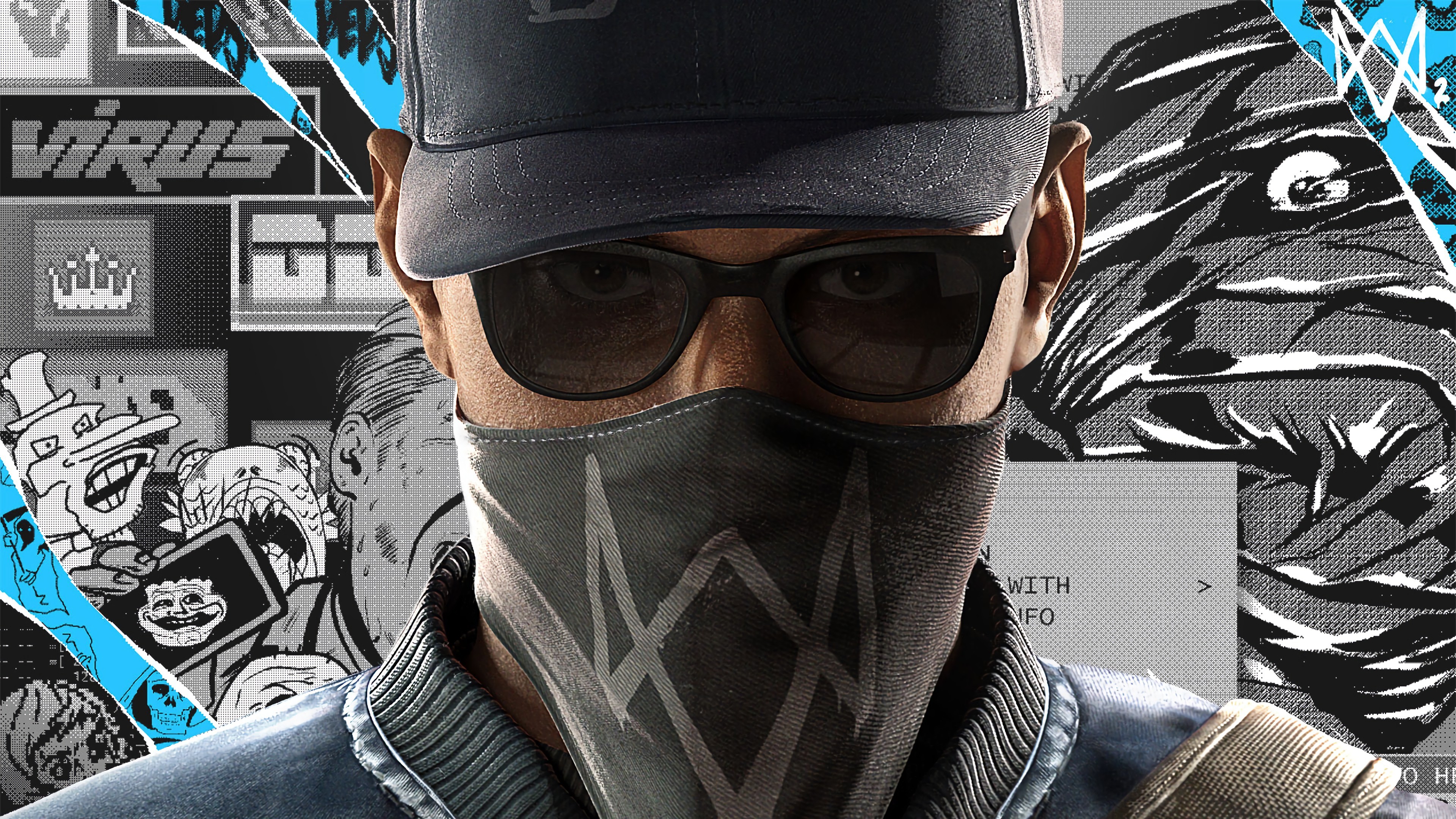 General 3840x2160 Watch_Dogs 2 Ubisoft video games Marcus Holloway hip hop PC gaming video game characters hat sunglasses video game men looking at viewer mask