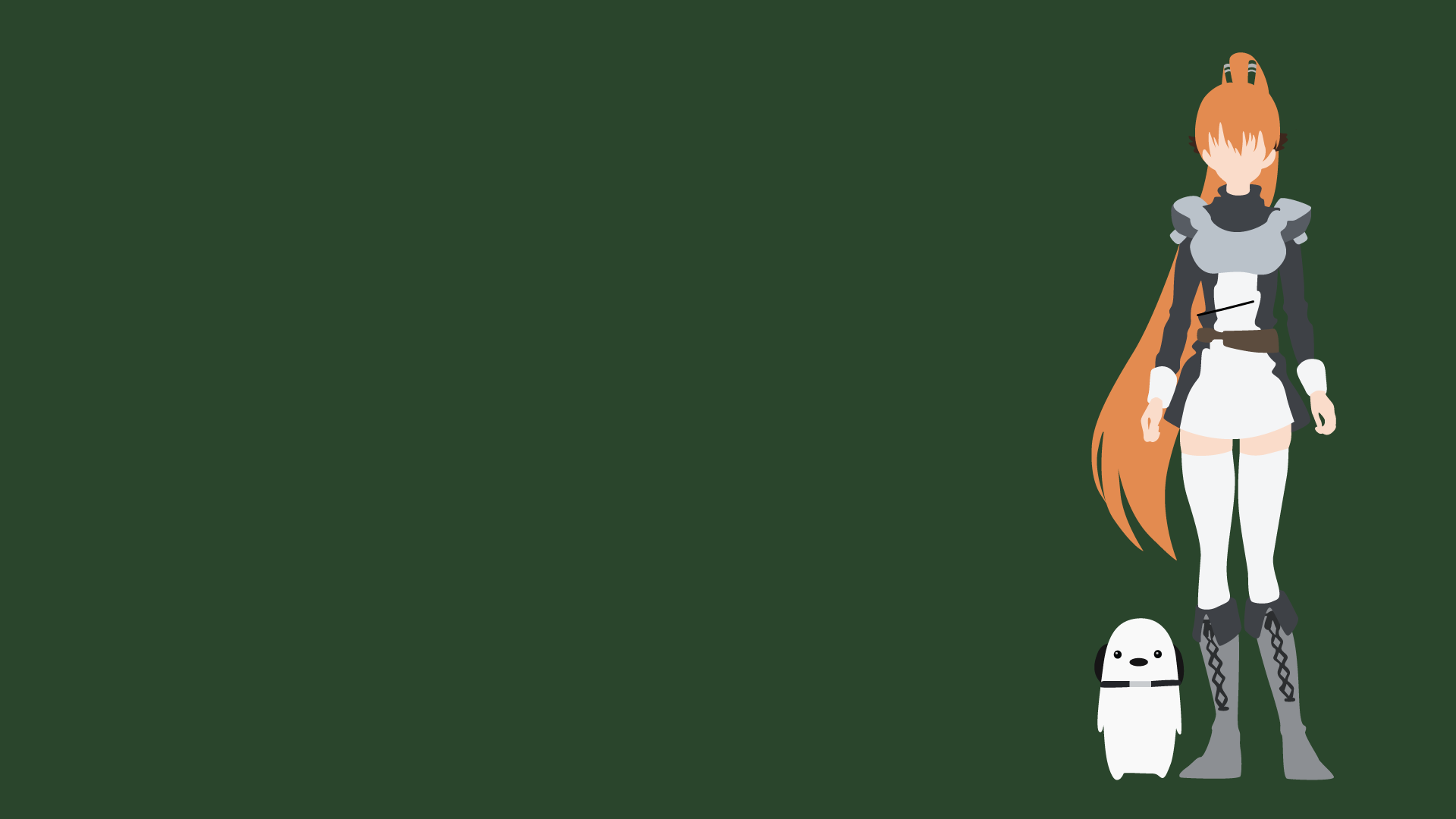 Anime 1920x1080 Akame ga Kill! anime girls minimalism green background simple background dog long hair anime skirt