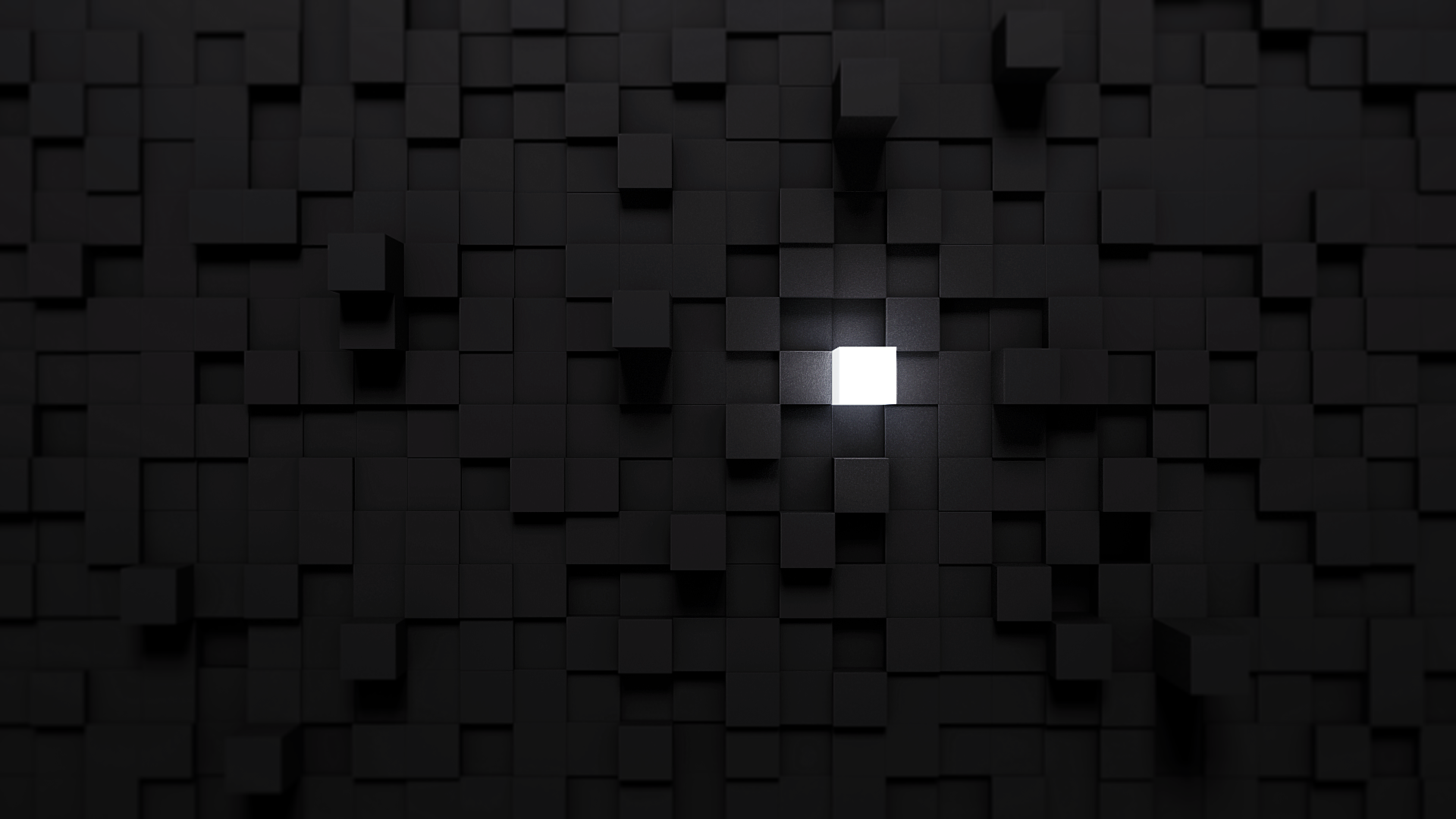 General 1920x1080 cube lights Blender minimalism black white 3D blocks dark digital art CGI abstract 3D Abstract monochrome