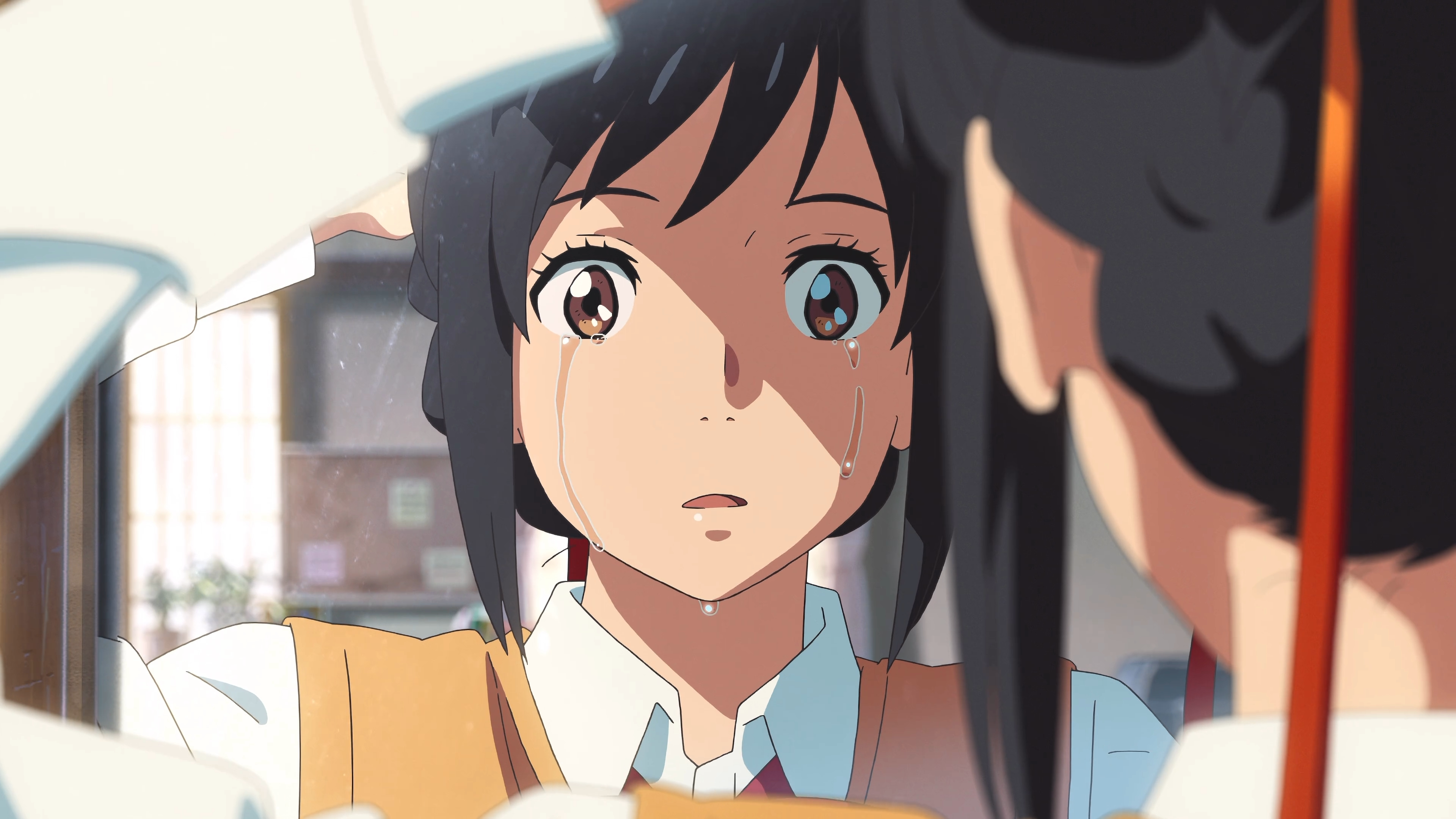Anime 3840x2160 Makoto Shinkai  Kimi no Na Wa anime girls brown eyes tears