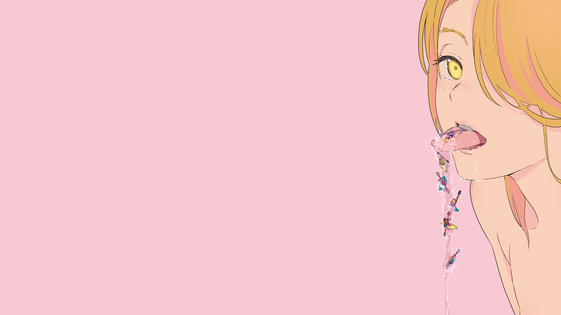 Anime 1920x1080 anime girls simple background water drops yellow eyes boat love
