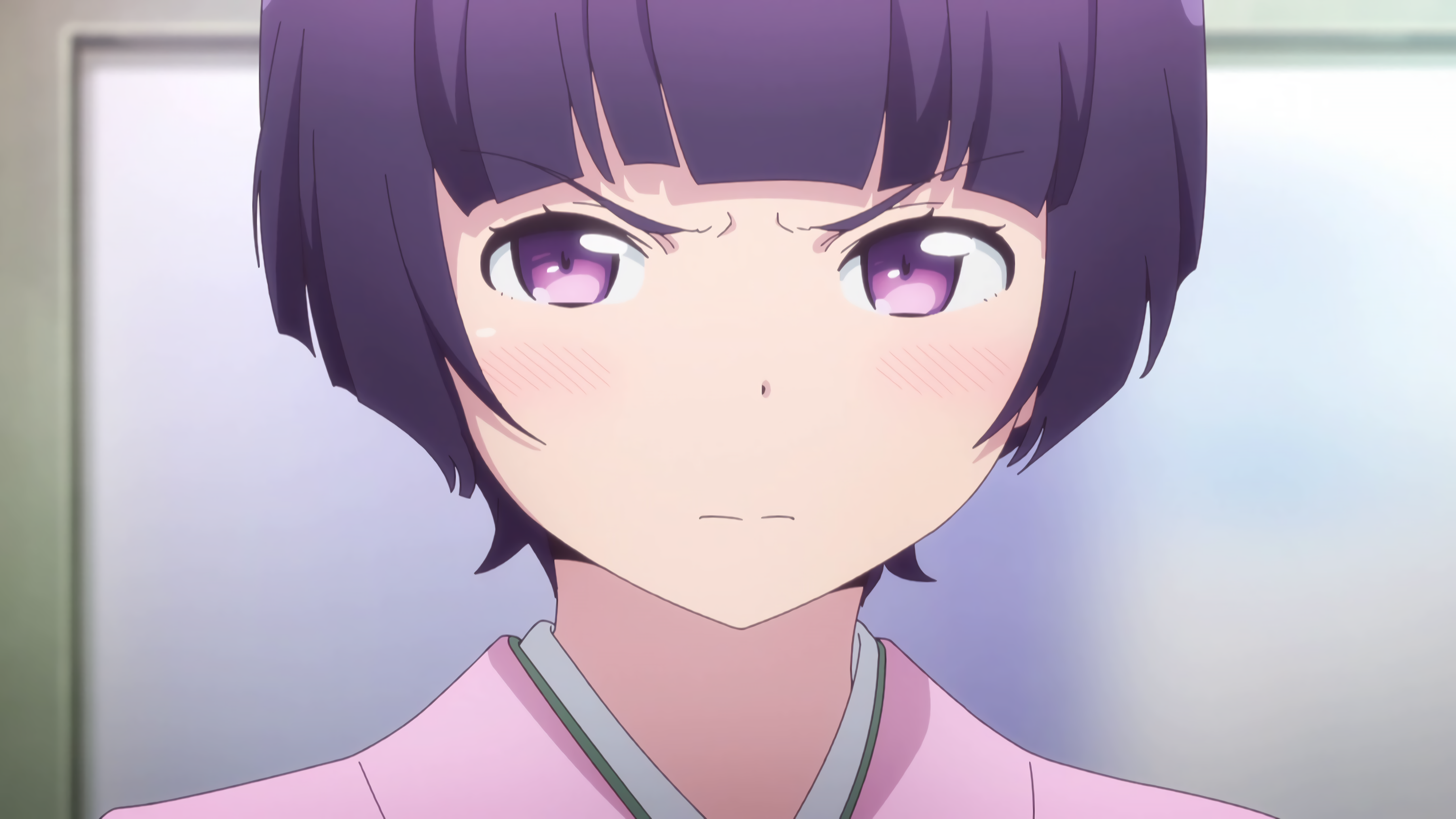 Anime 3072x1728 Eromanga-sensei Senju Muramasa anime girls purple eyes purple hair angry anime face