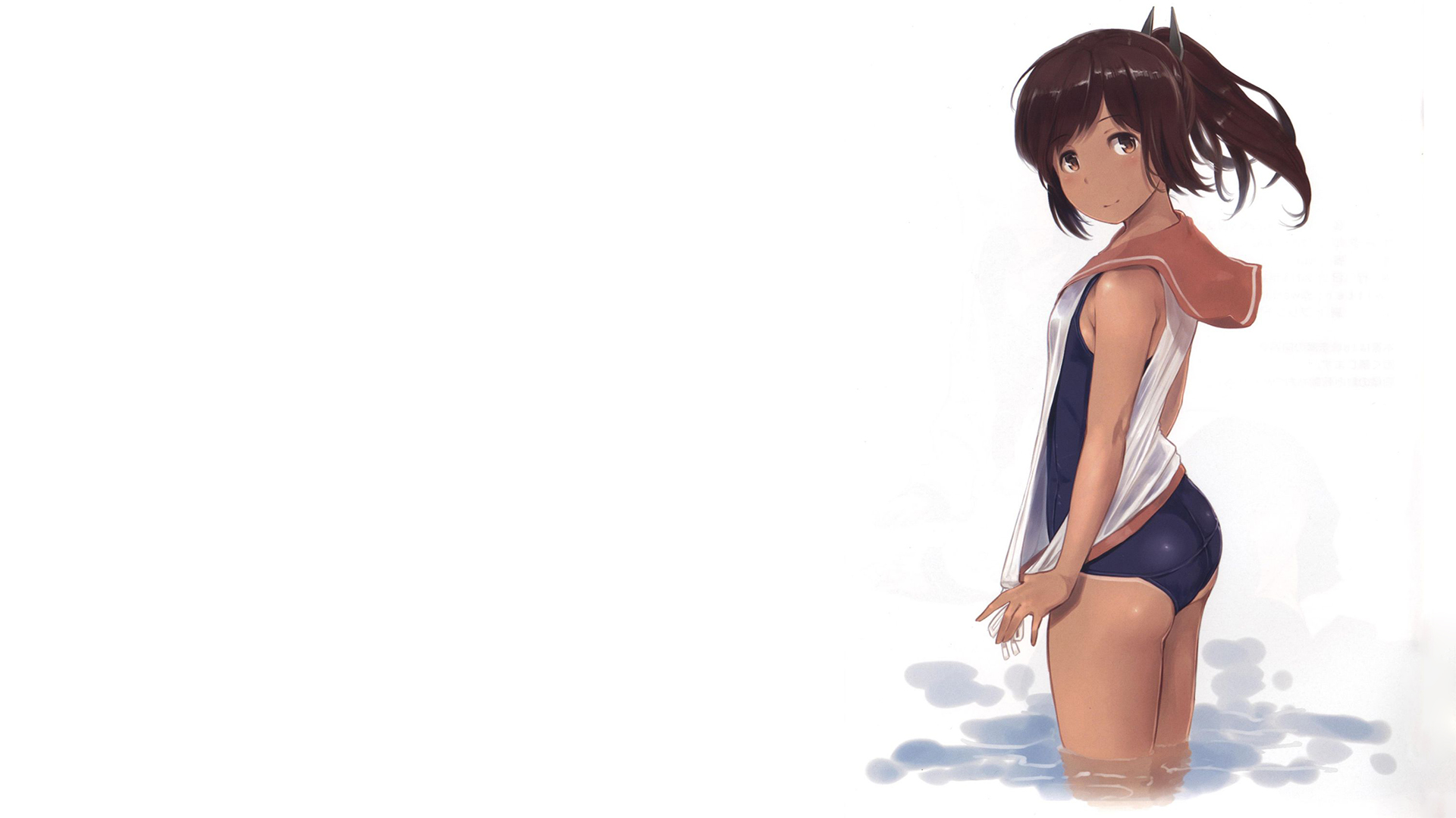 Anime 1920x1080 school swimsuits white background Kantai Collection anime girls tanned