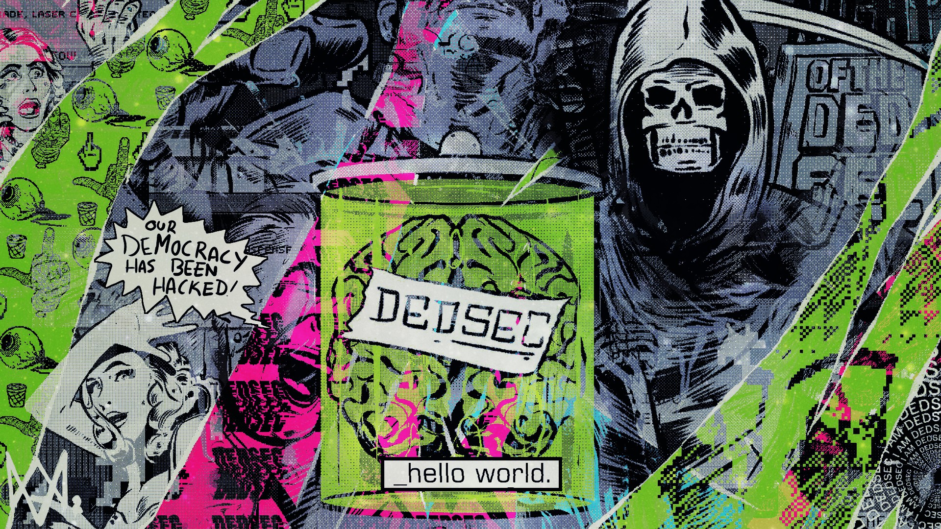 General 1920x1080 DEDSEC Watch_Dogs hacking Democracy Hello World Watch_Dogs 2 Ubisoft video games