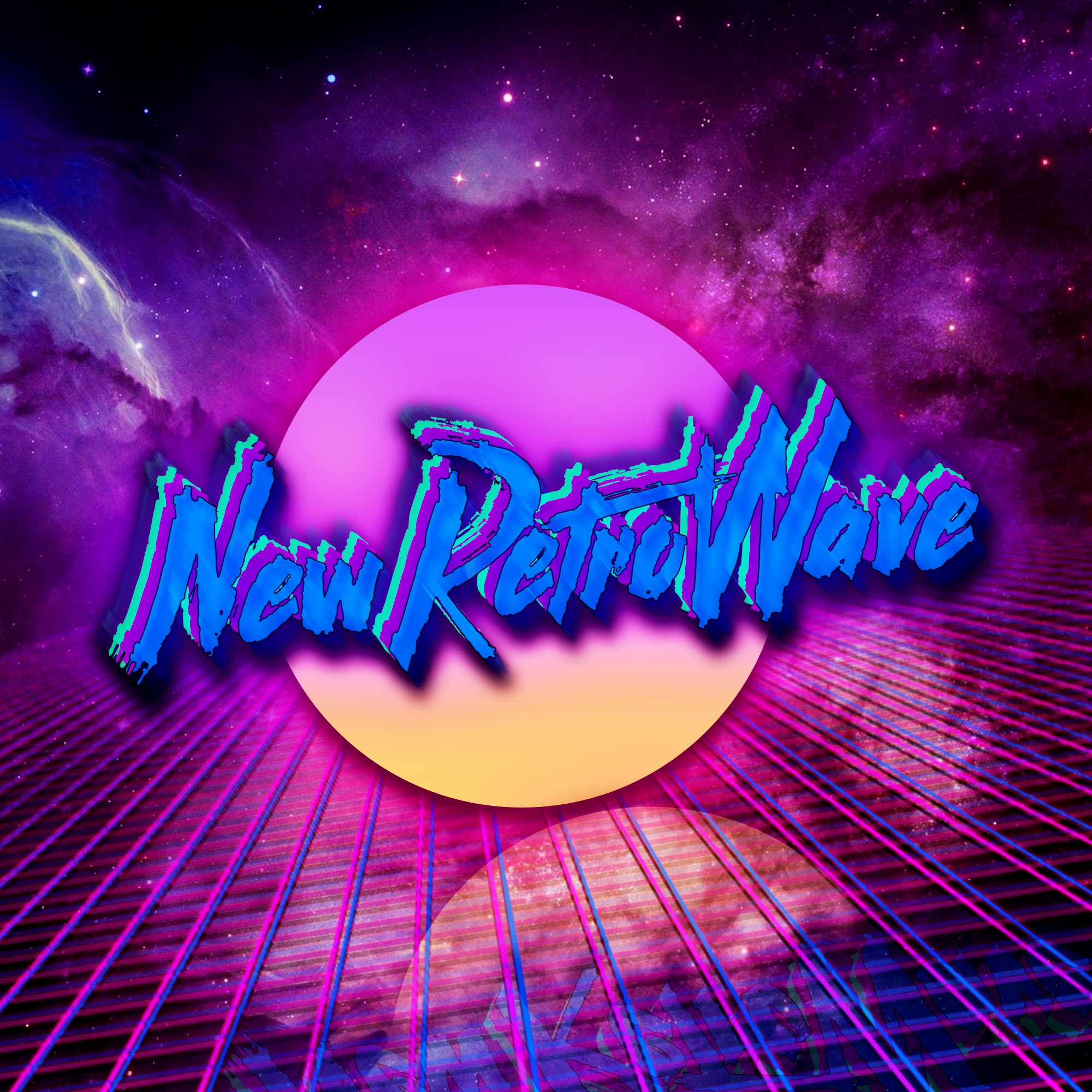 General 2000x2000 New Retro Wave neon space 1980s synthwave digital art typography