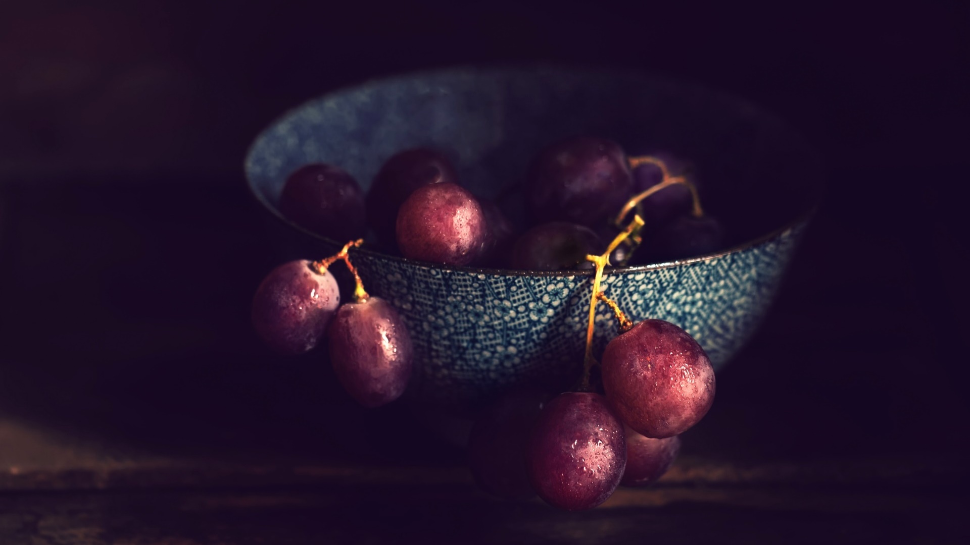 General 1920x1080 grapes fruit bowls dark food purple