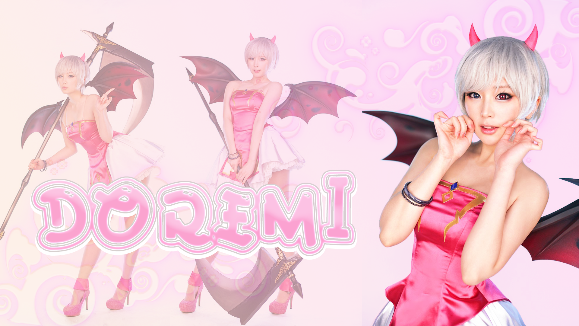 People 1920x1080 cosplay women horns collage Asian