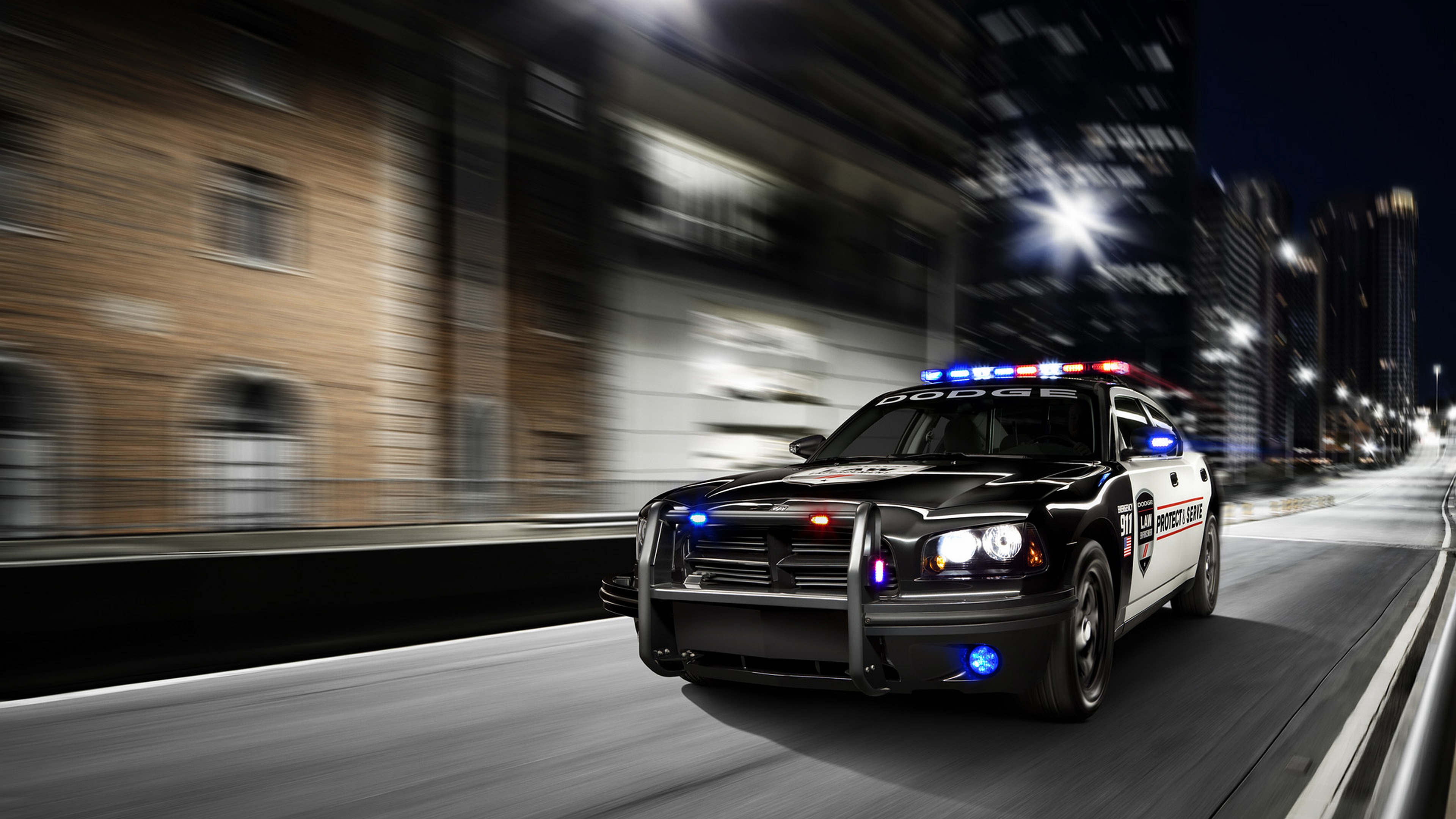 General 3840x2160 police city car street Dodge vehicle muscle cars American cars Stellantis Dodge Charger