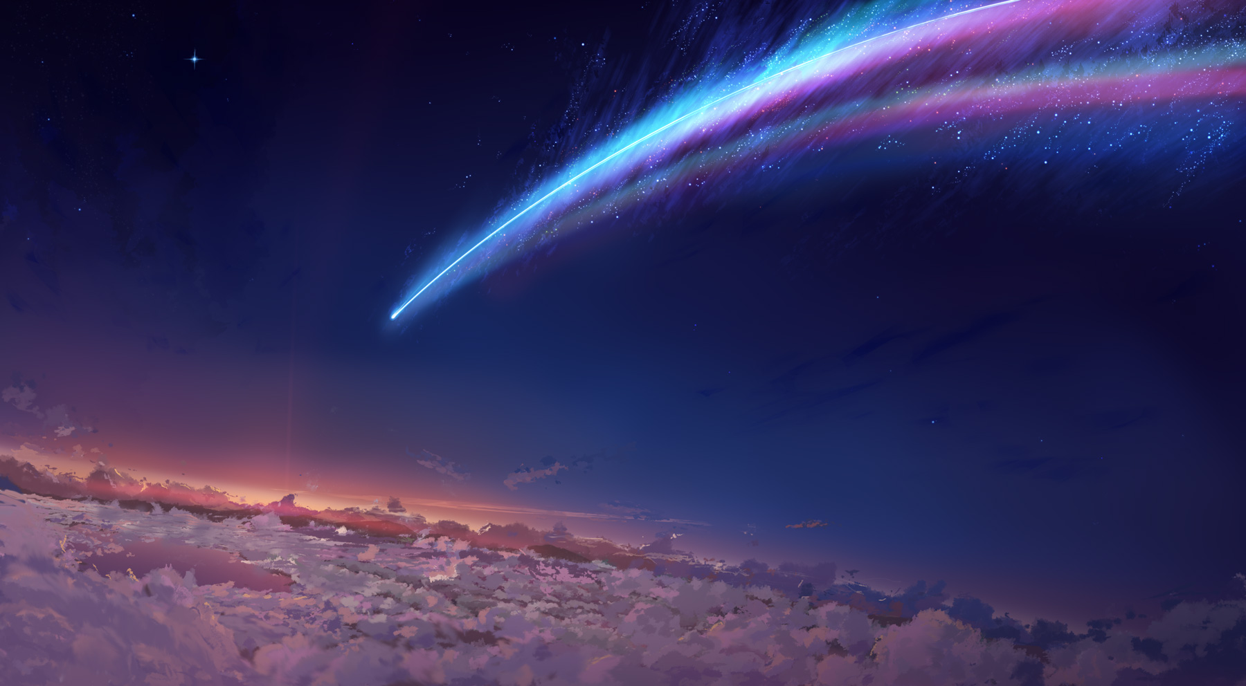 Anime 1800x992 clouds sky comet