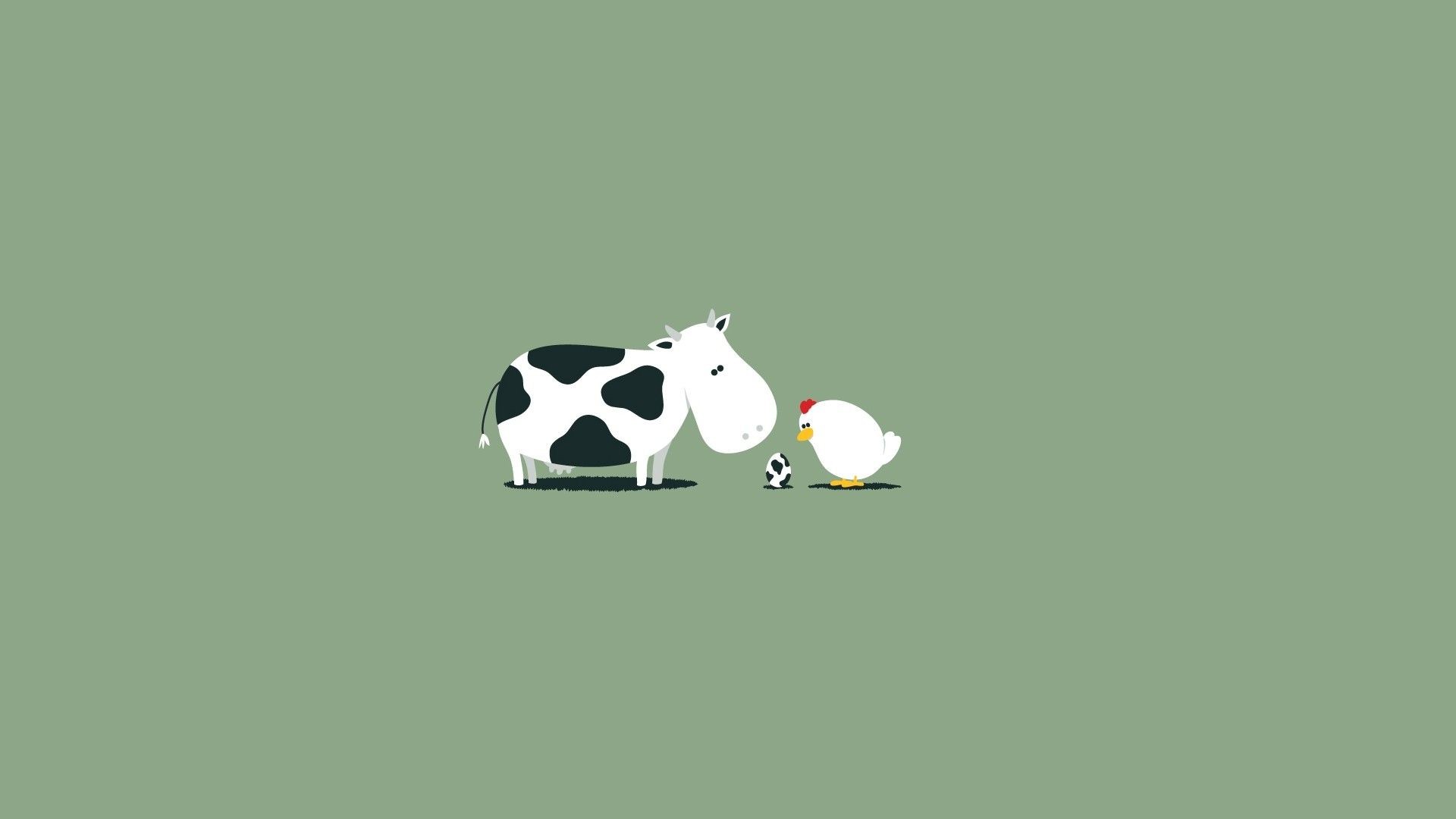General 1920x1080 animals minimalism humor cow eggs simple background artwork birds mammals