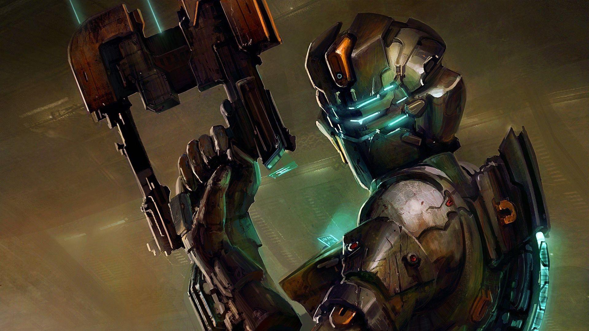 General 1920x1080 Dead Space Isaac Clarke Dead Space 2 turquoise video game art brown