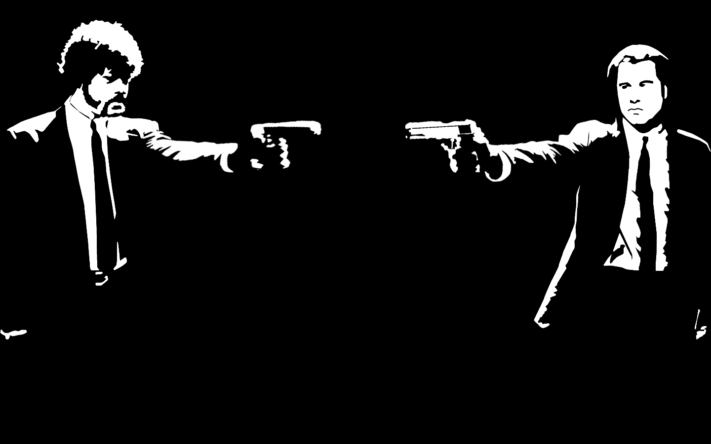 General 1440x900 movies monochrome minimalism Pulp Fiction black background simple background weapon gun tie suits Quentin Tarantino