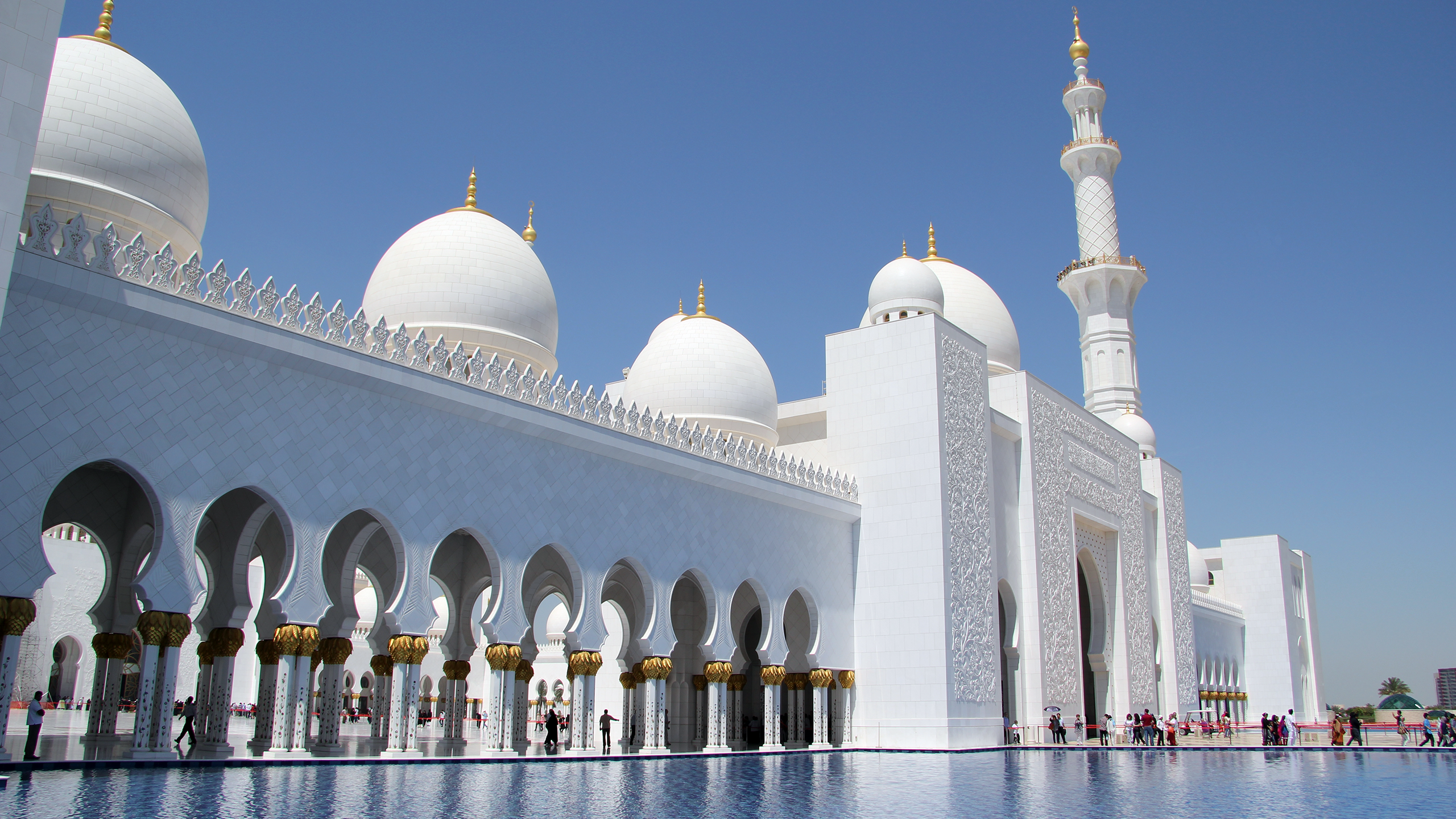 General 2560x1440 Abu Dhabi Islamic architecture architecture sunlight arch marble mosque United Arab Emirates