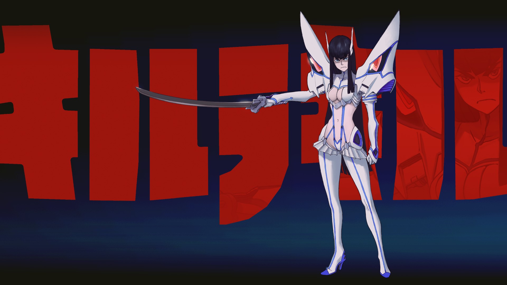 Anime 1920x1080 Kill la Kill Kiryuin Satsuki anime girls sword anime boobs belly weapon dark hair women with swords
