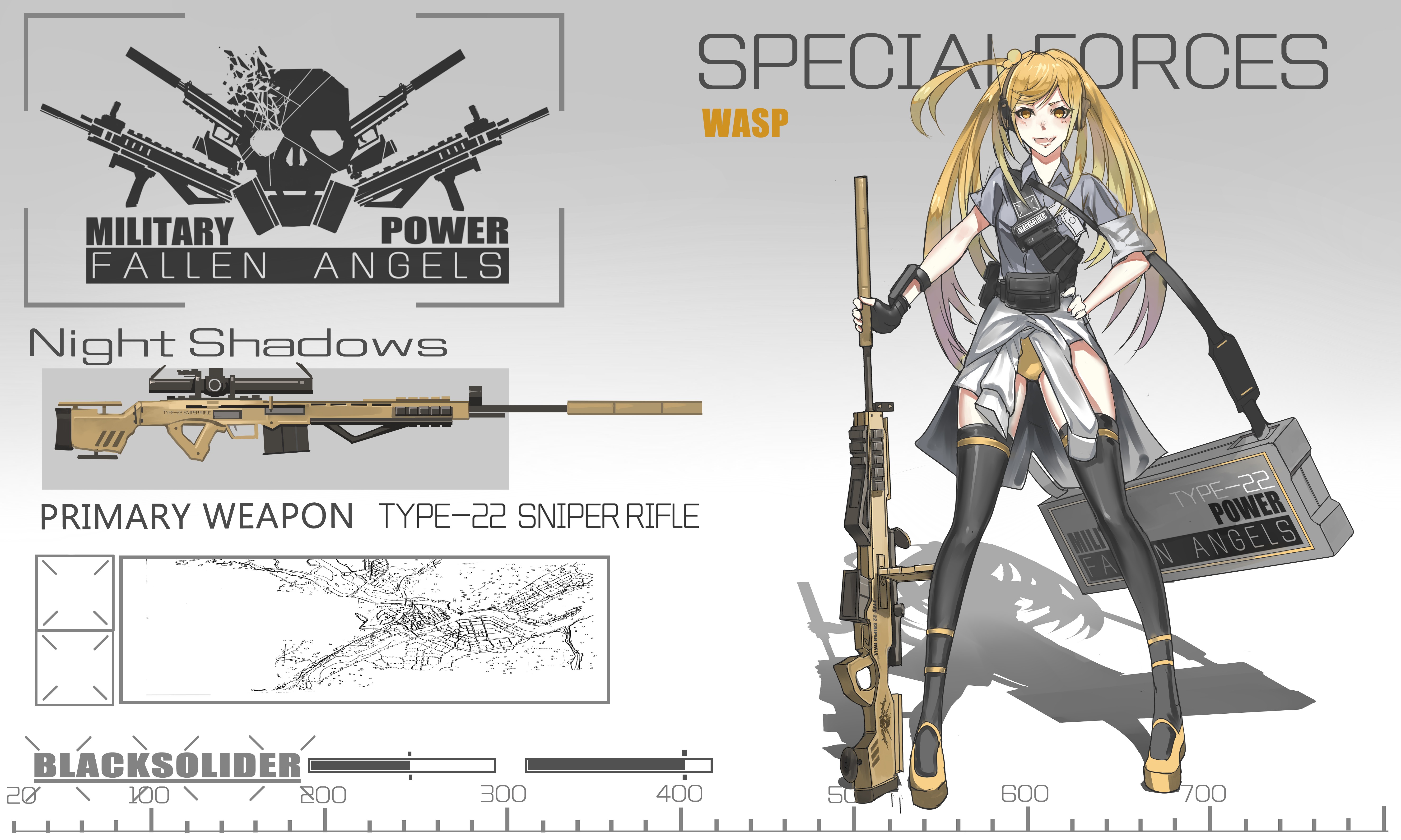 Anime 5905x3543 anime anime girls weapon gun sniper rifle long hair blonde yellow eyes Black Soldier suppressors girls with guns rifles Pixiv panties yellow panties