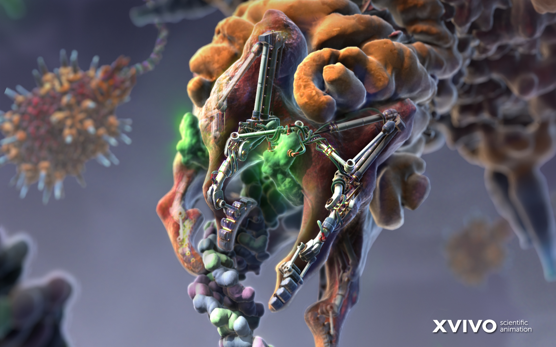 General 1920x1200 digital art macro closeup bacteria viruses biology  science XVIVO CGI robot depth of field animation