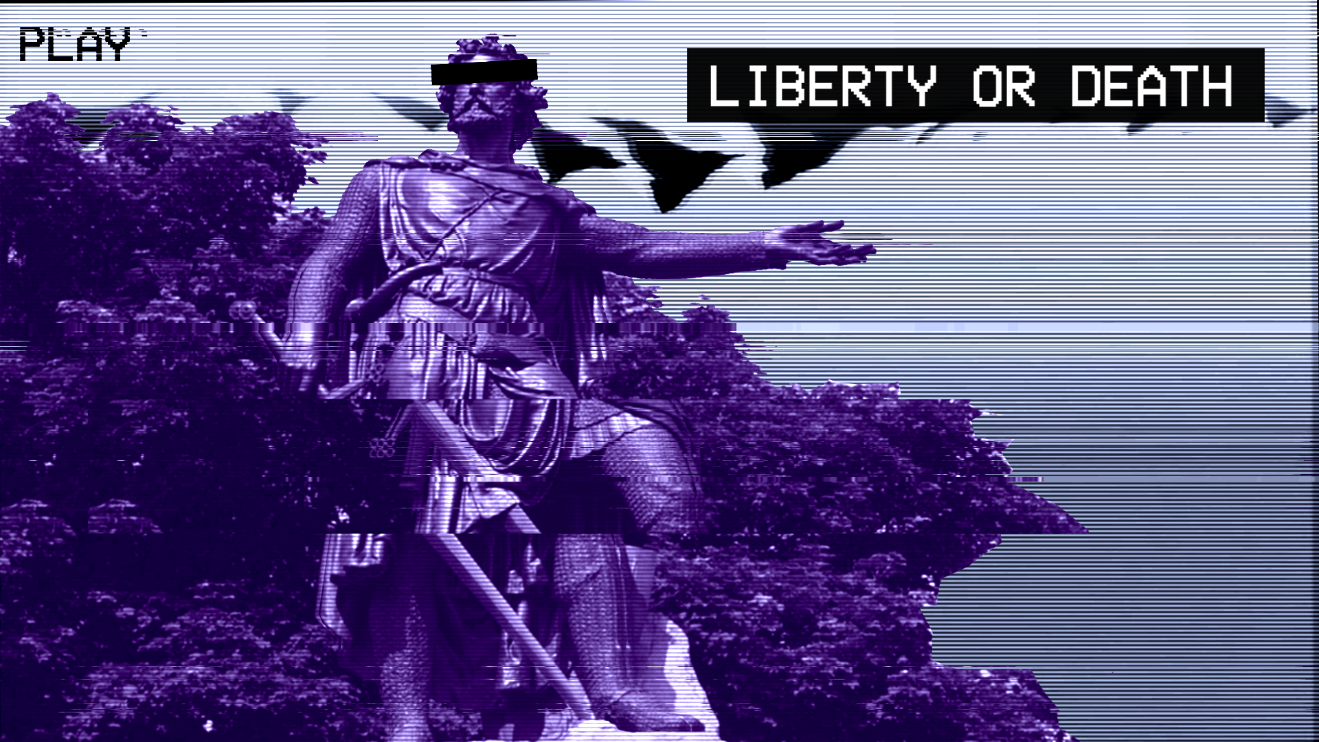 General 1920x1080 quote statue glitch art vaporwave liberty purple digital art