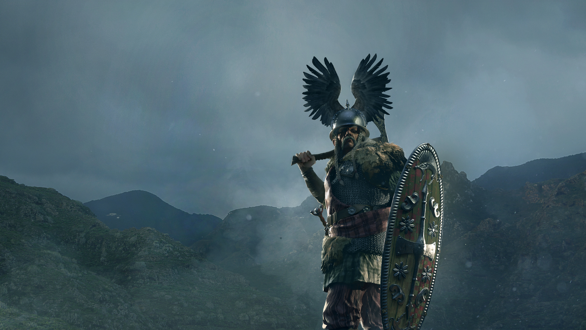 General 1920x1080 barbarian shield fantasy men warrior helmet
