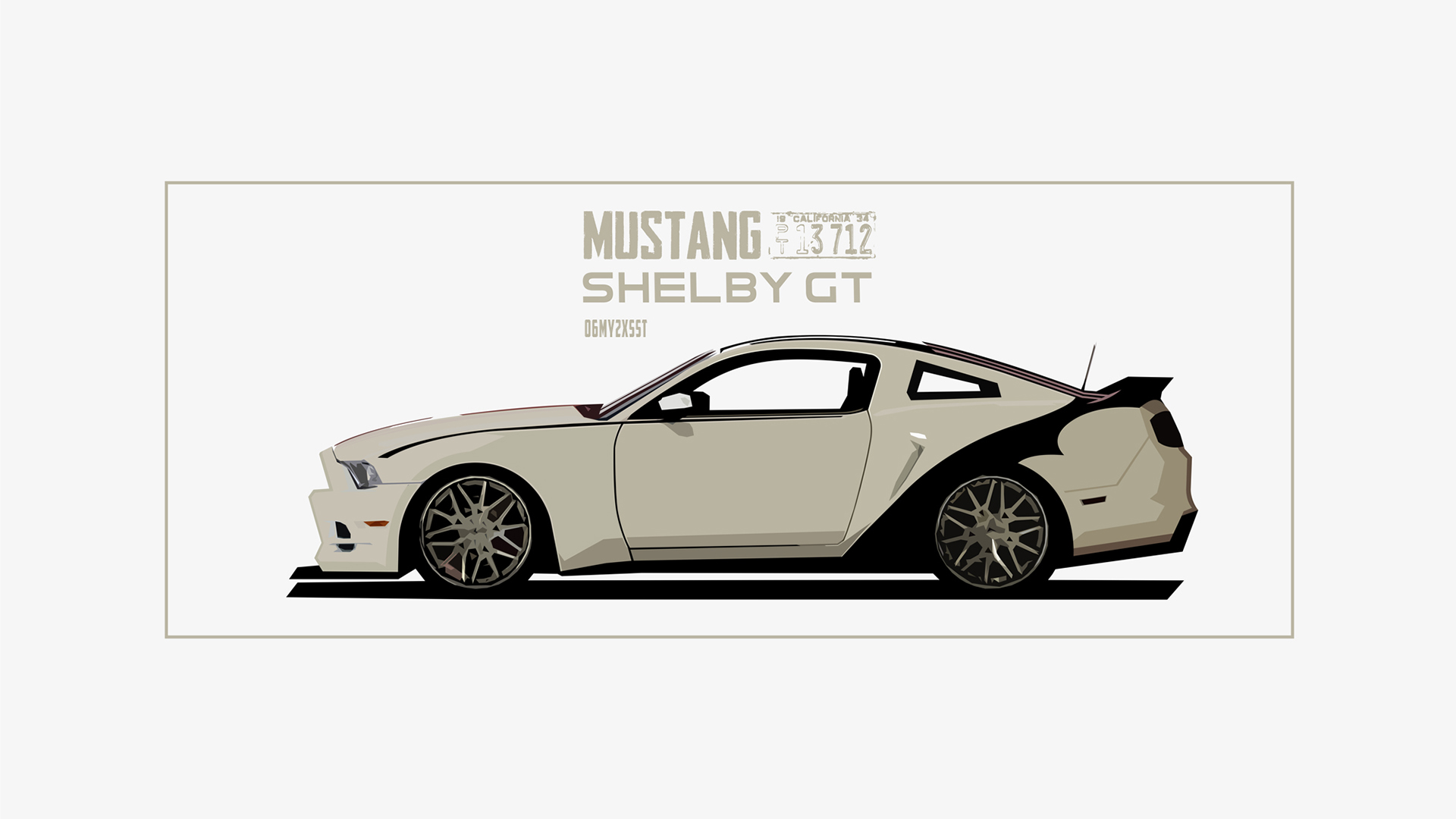 General 1920x1080 car vehicle Ford Mustang artwork numbers white background Ford Mustang S-197 II Ford Ford Mustang Shelby simple background American cars