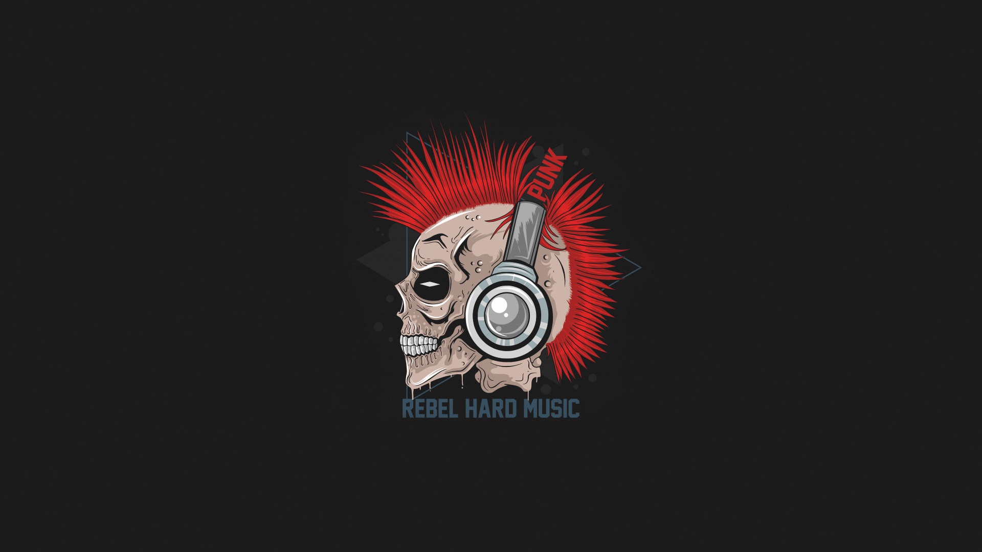 General 1920x1080 headphones skull artwork minimalism punk simple background music rebel