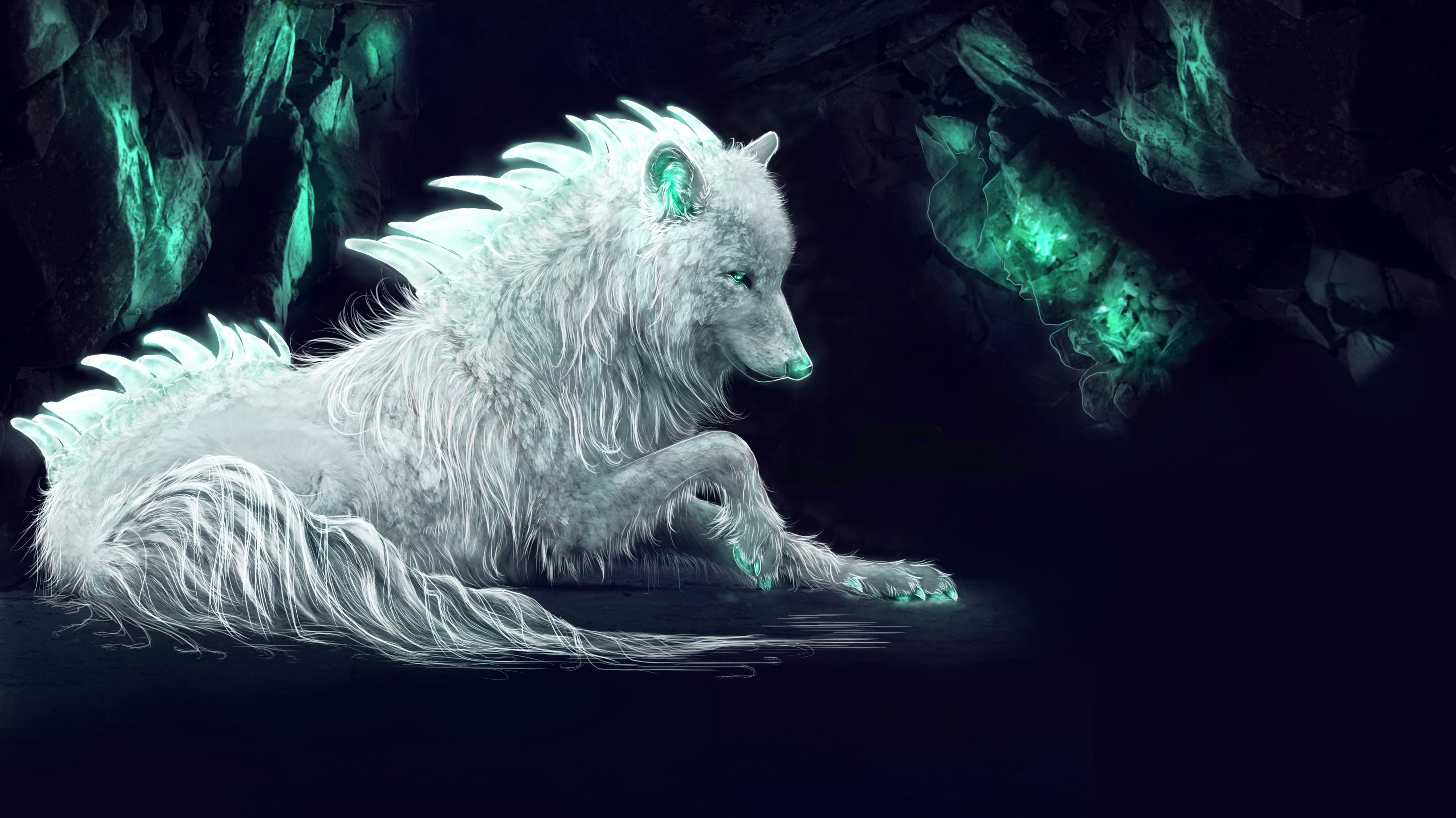 General 5120x2880 wolf white animals fantasy art creature