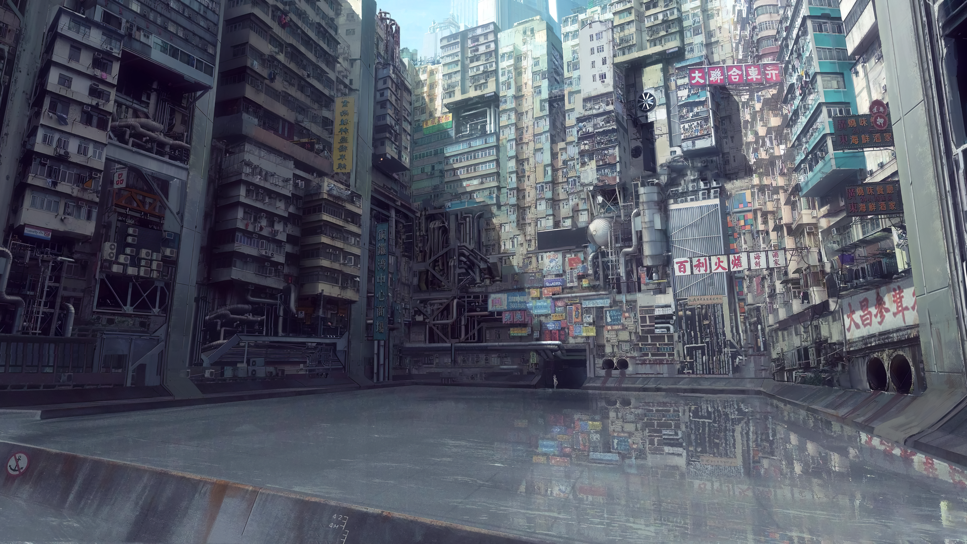 General 3840x2160 Ghost in the Shell digital art urban city water anime Hong Kong