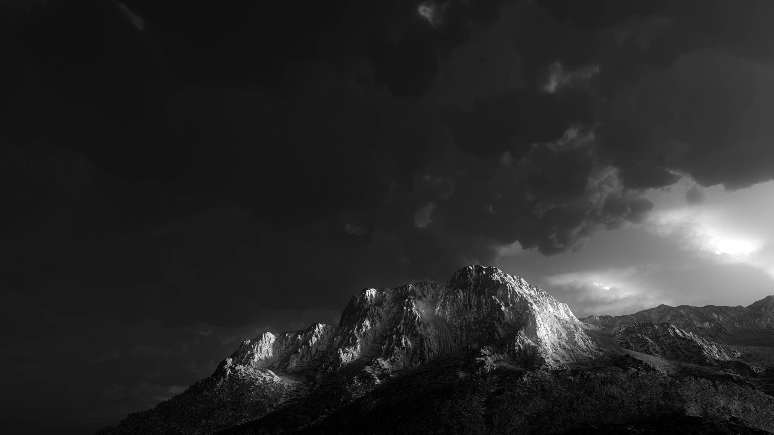 General 2560x1440 snowy peak mountains dark landscape nature photography monochrome