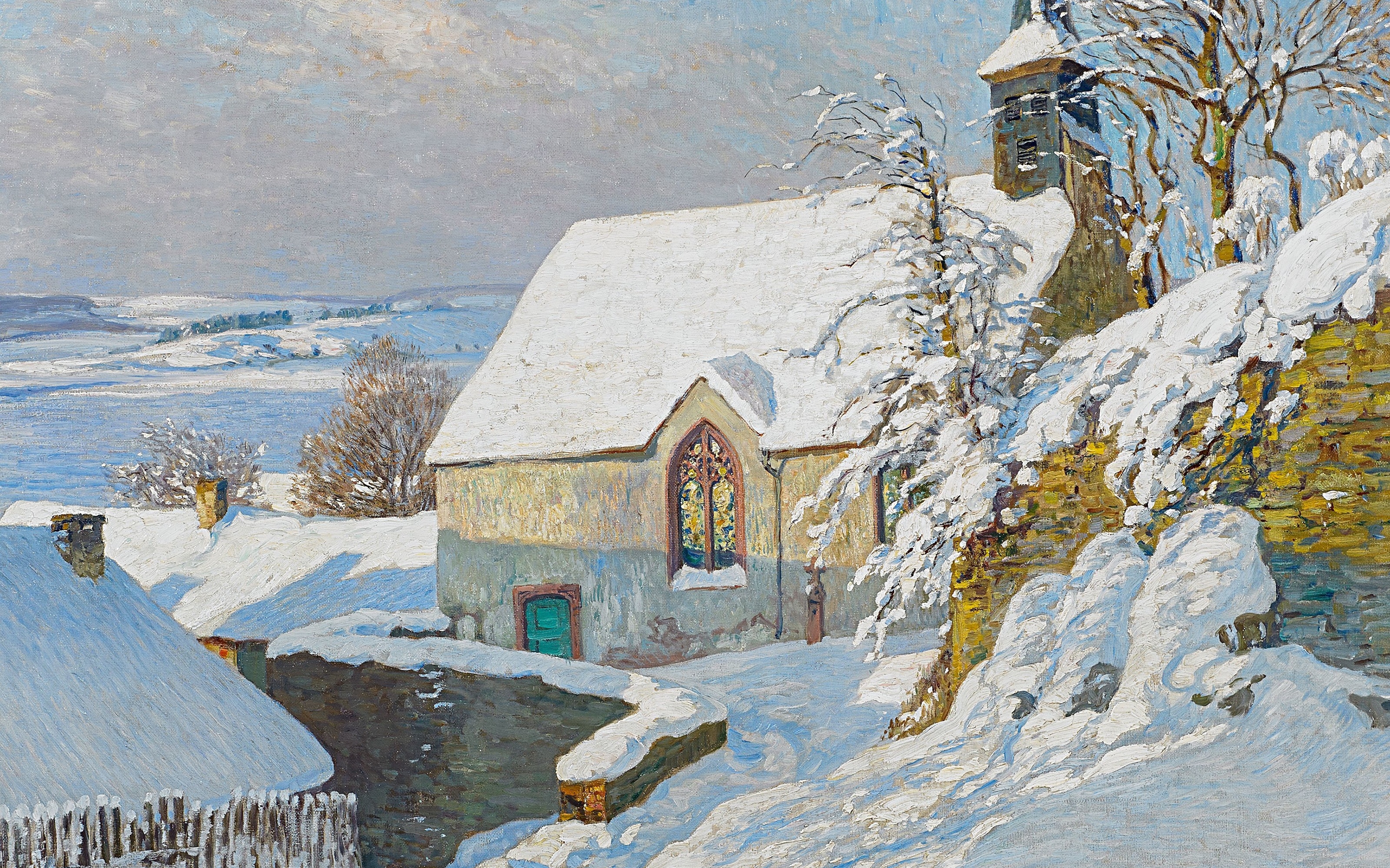 General 3200x2000 Fritz von Wille 1914 (Year) village artwork winter snow painting classic art