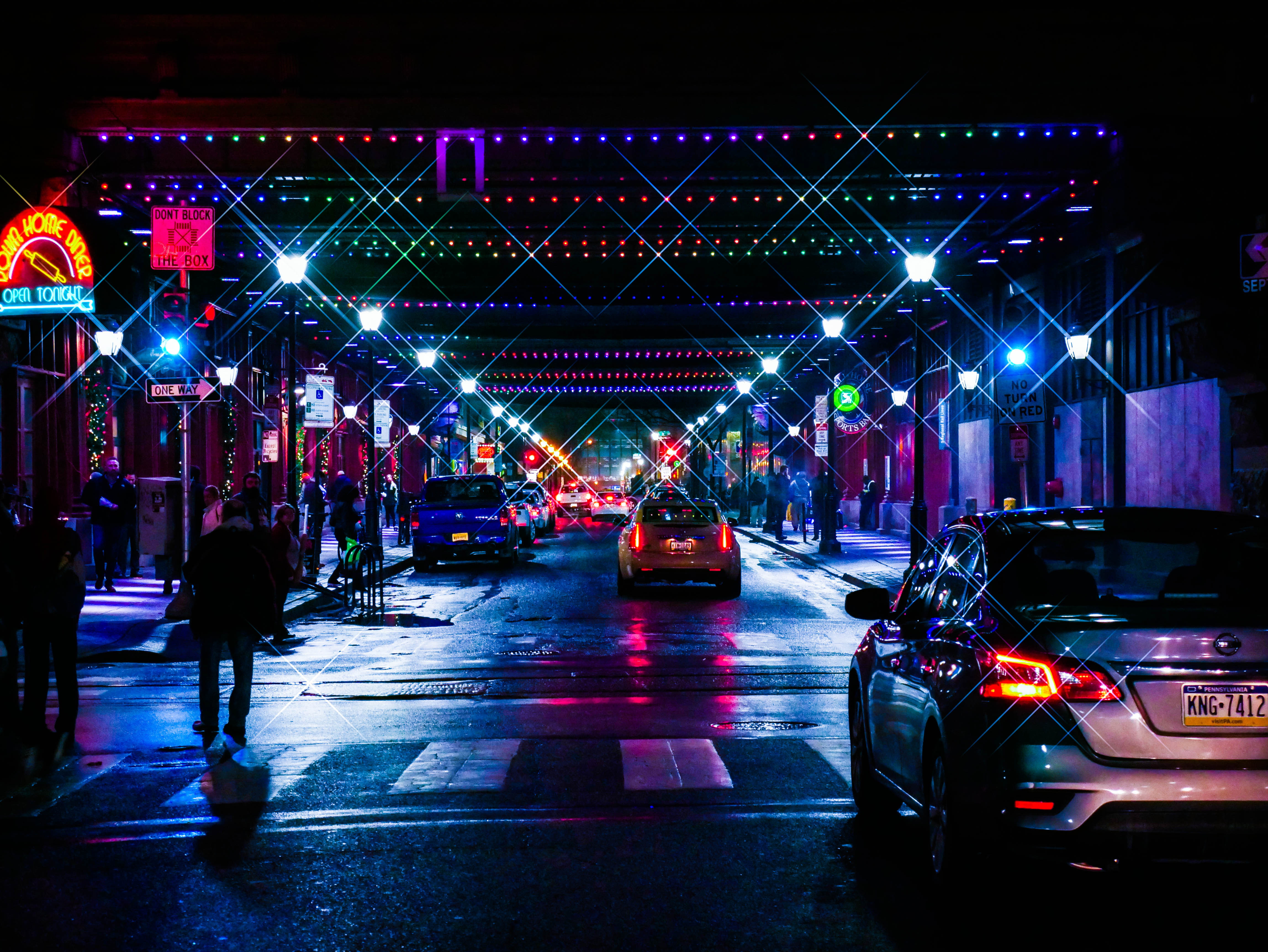 General 4592x3448 neon car asphalt night nightscape lights Pennsylvania