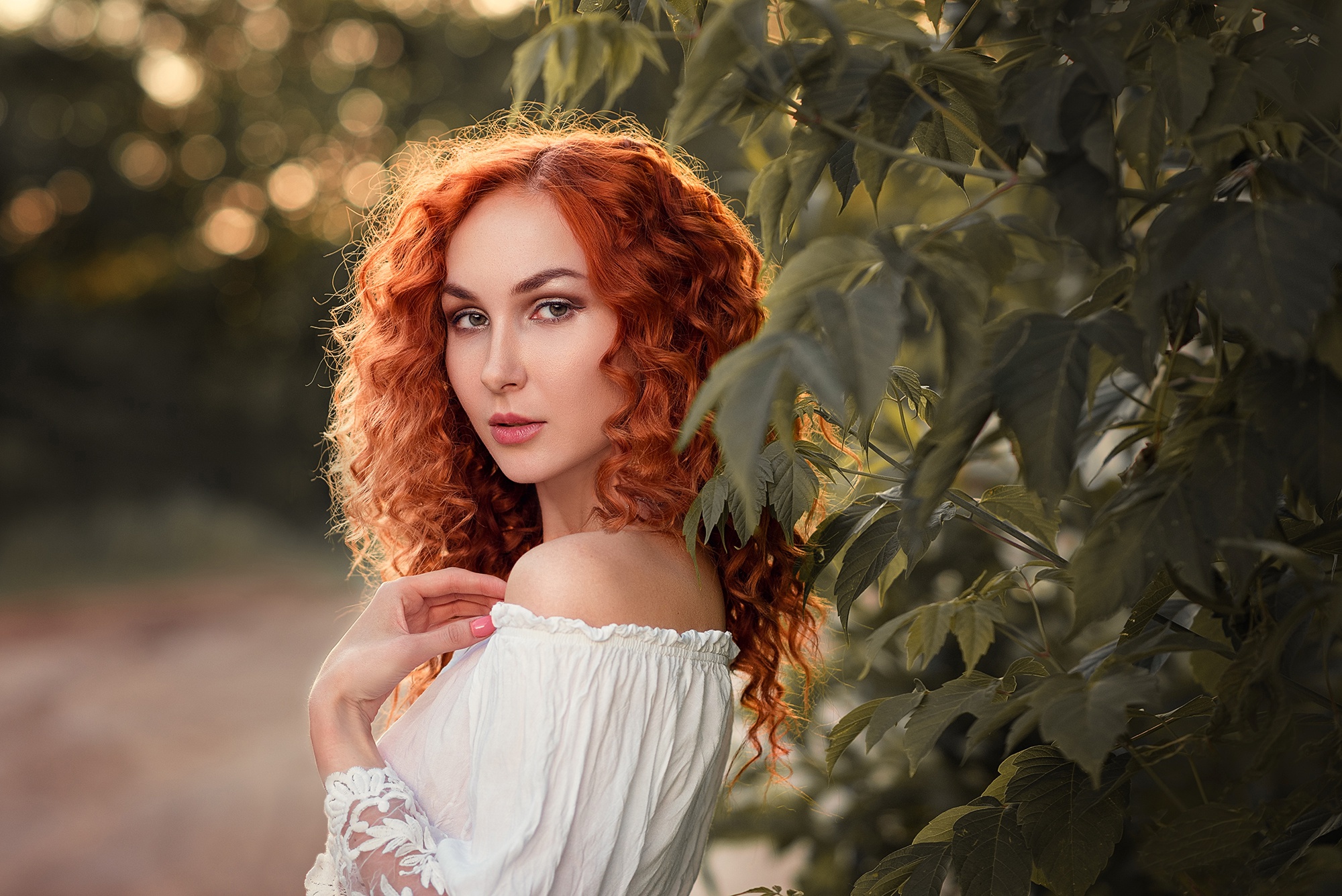People 2000x1335 redhead women outdoors women portrait model plants Anna Boevaya