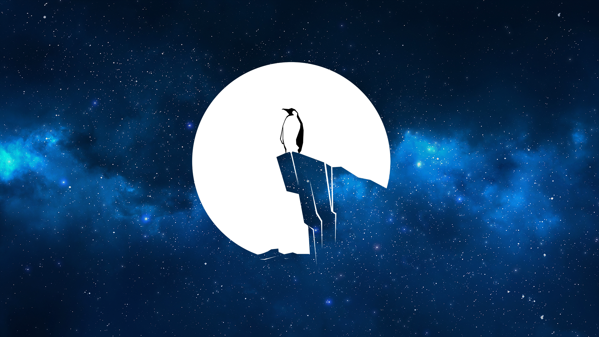 General 1920x1080 vector galaxy universe cliff Linux blue stars penguins