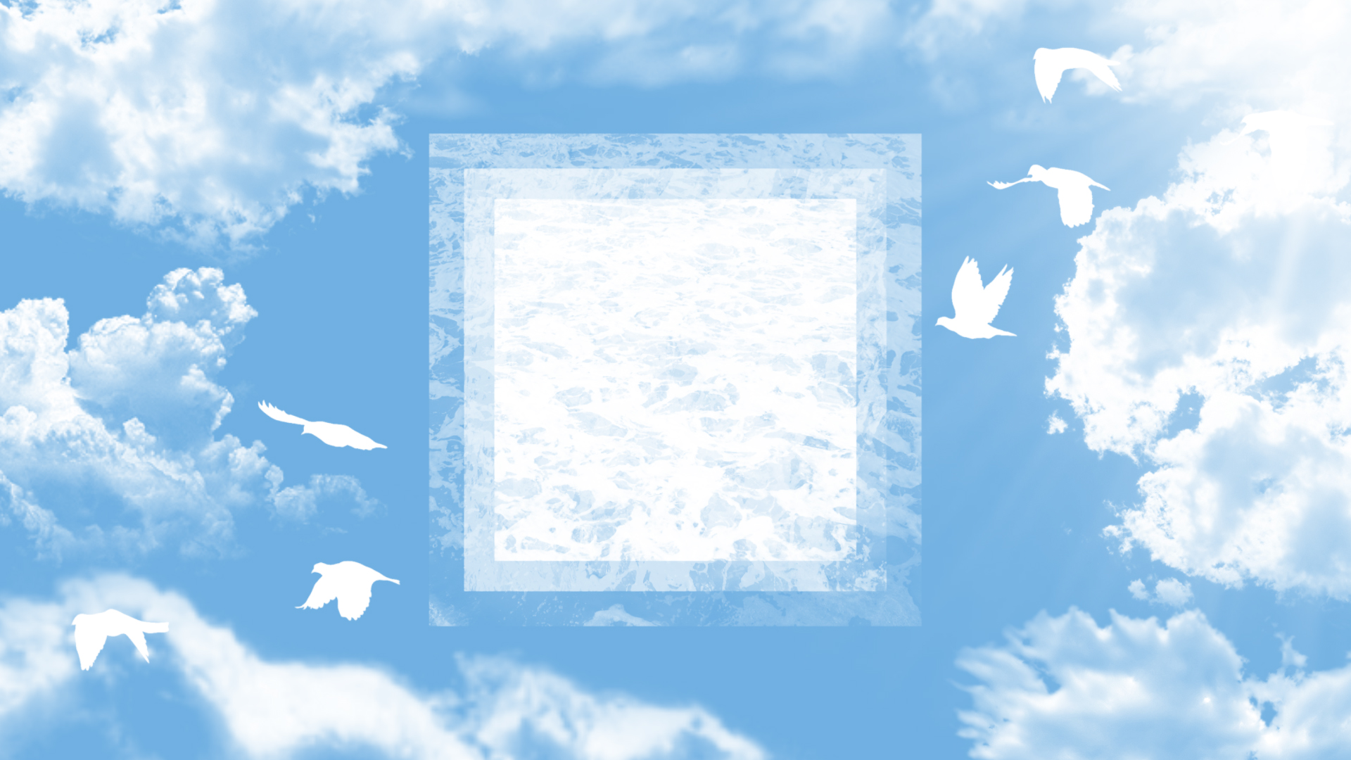 General 1920x1080 sky blue clouds water birds sun rays digital art summer