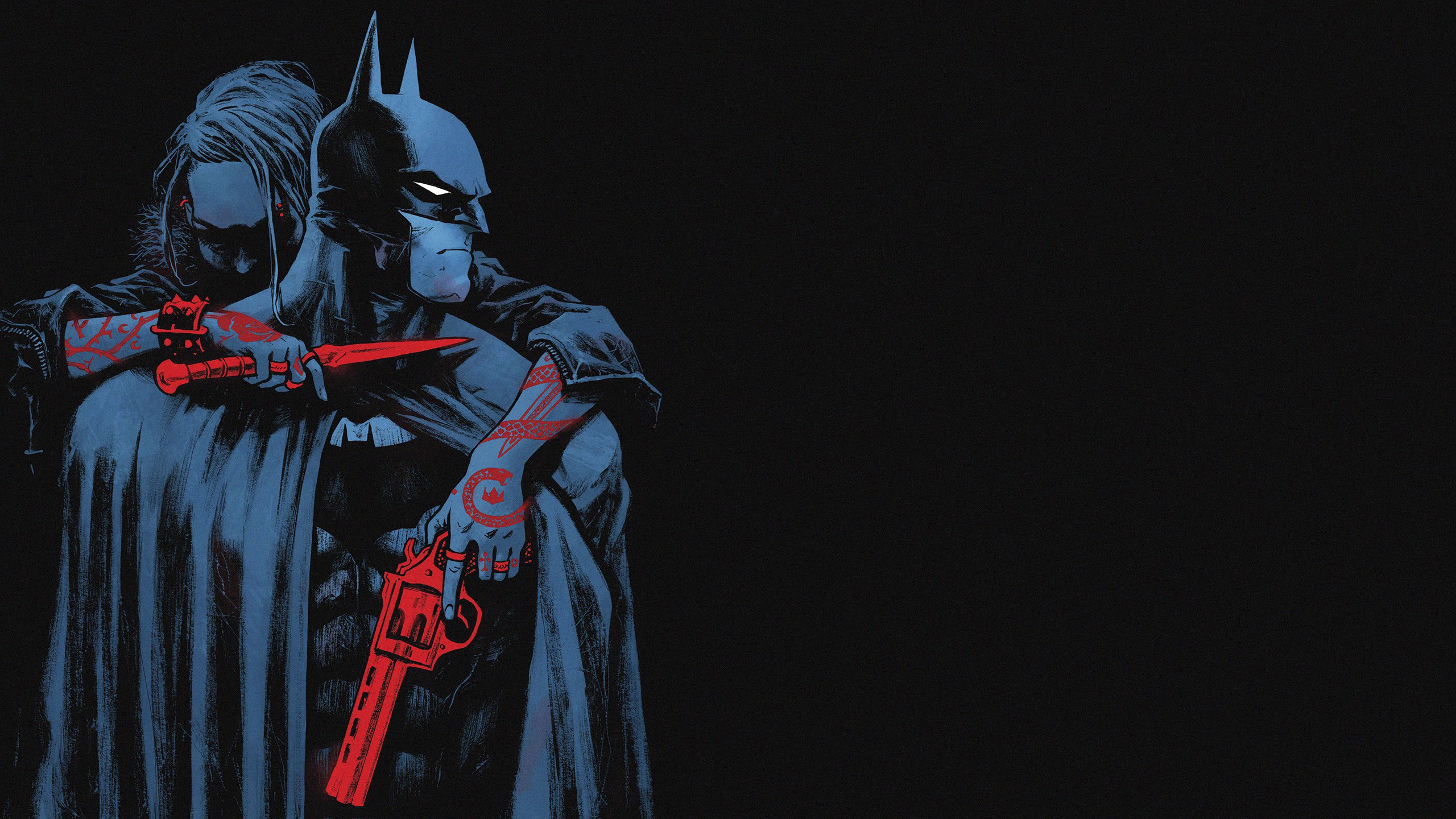 General 2560x1440 DC Comics Batman comic art comics mask gun dark red